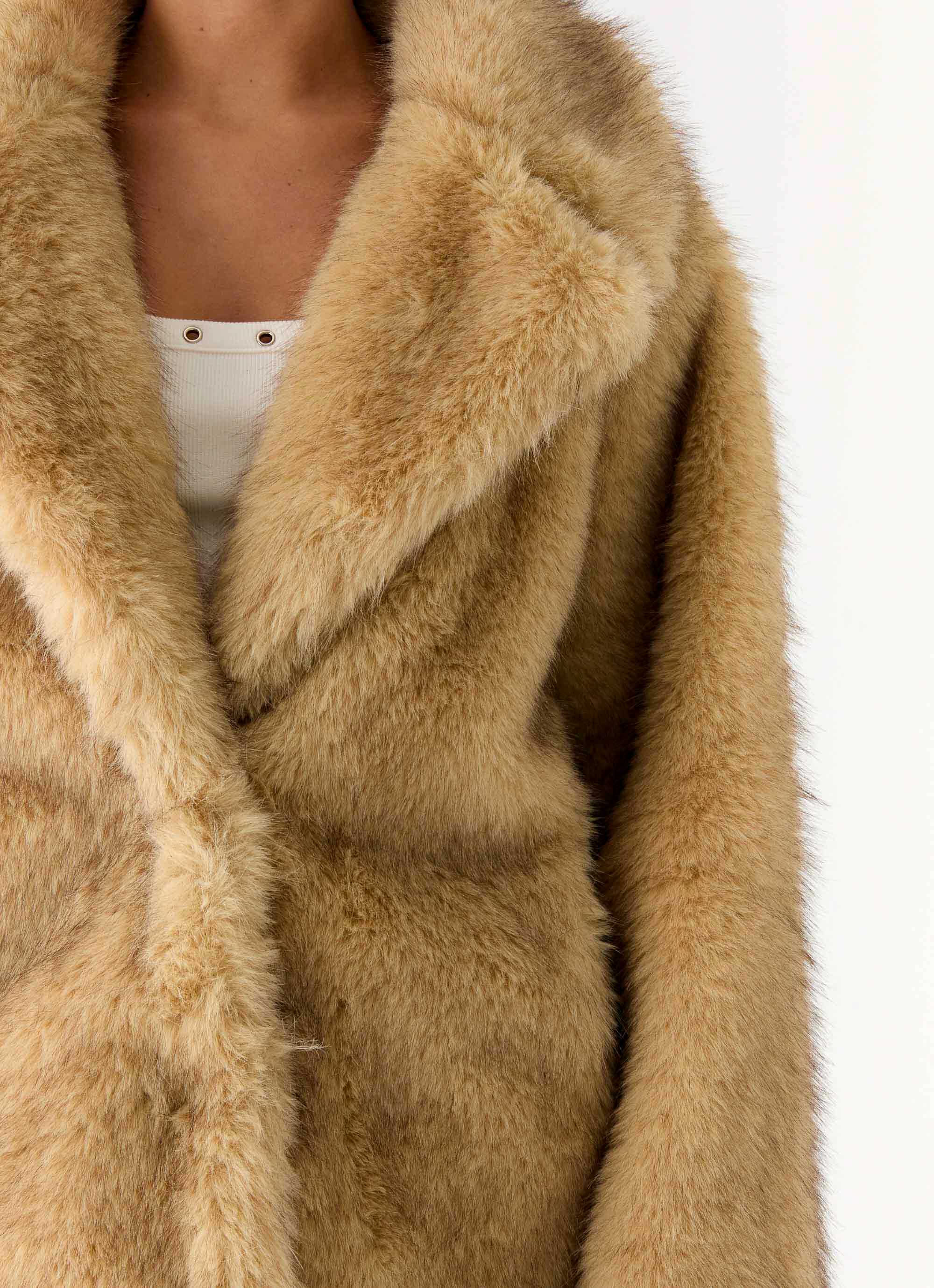 Milika Faux Fur Coat - Beige - Image 6