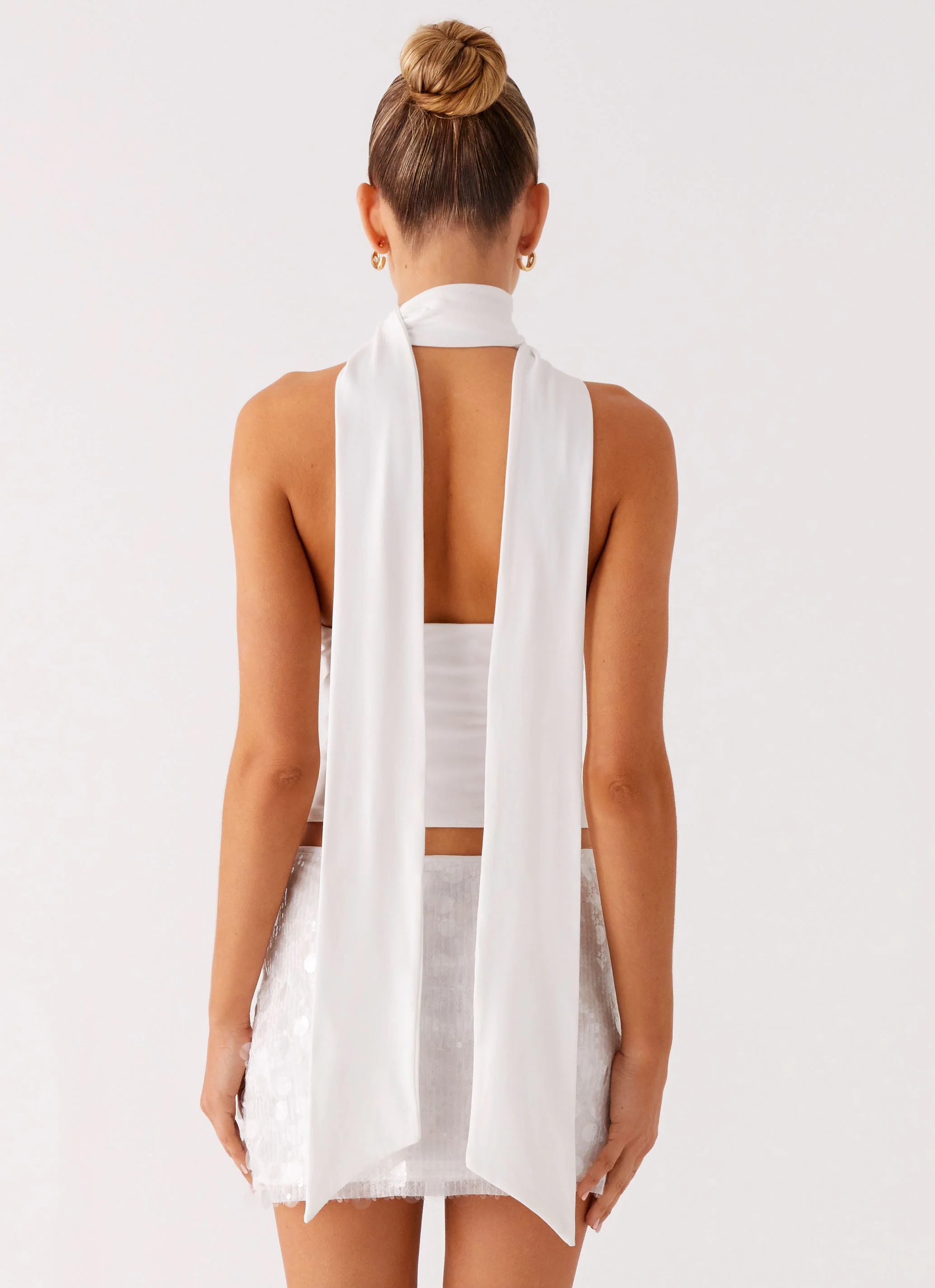 Milos Scarf Halter Neck Top - White - Image 3