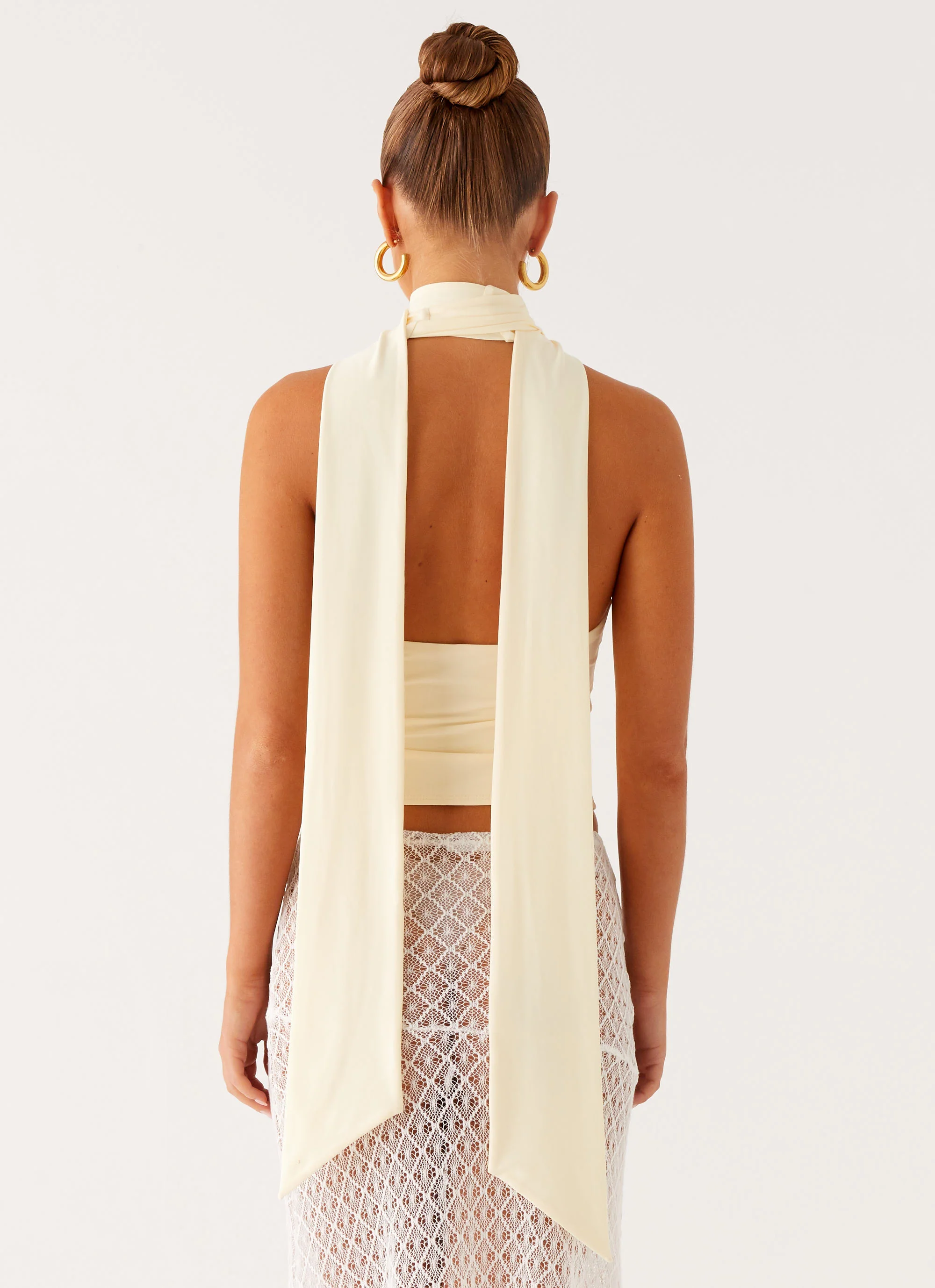 Milos Scarf Halter Neck Top - Yellow - Image 4