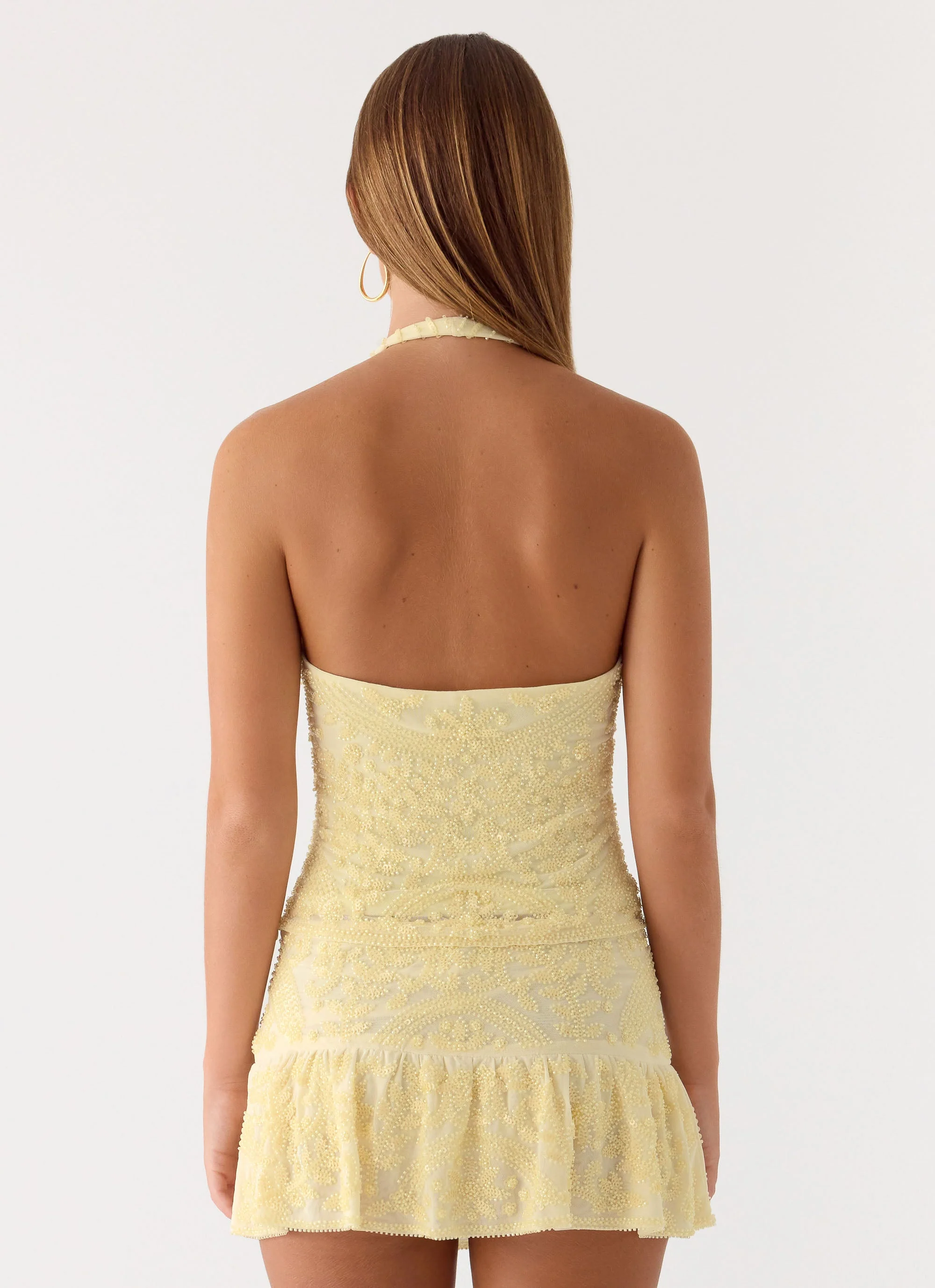 Mimi Beaded Mini Skort - Yellow - Image 3
