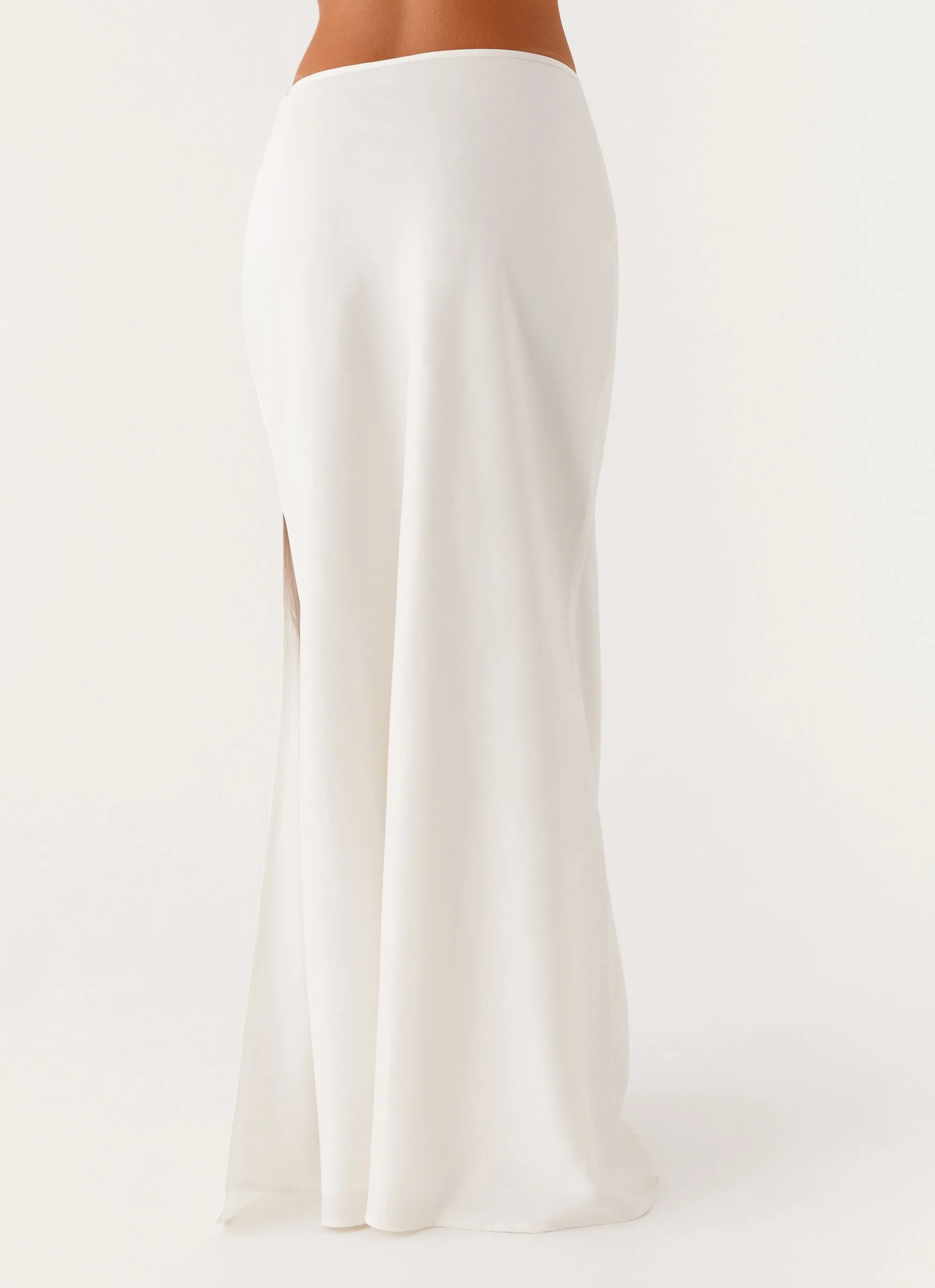 Mina Satin Maxi Skirt - White - Image 4