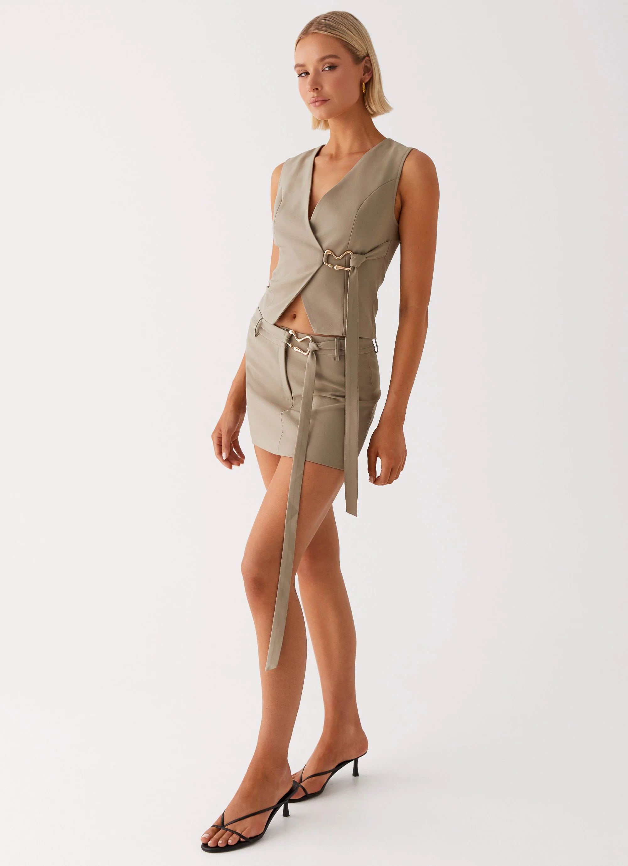 Mira Mini Skirt - Khaki - Image 6