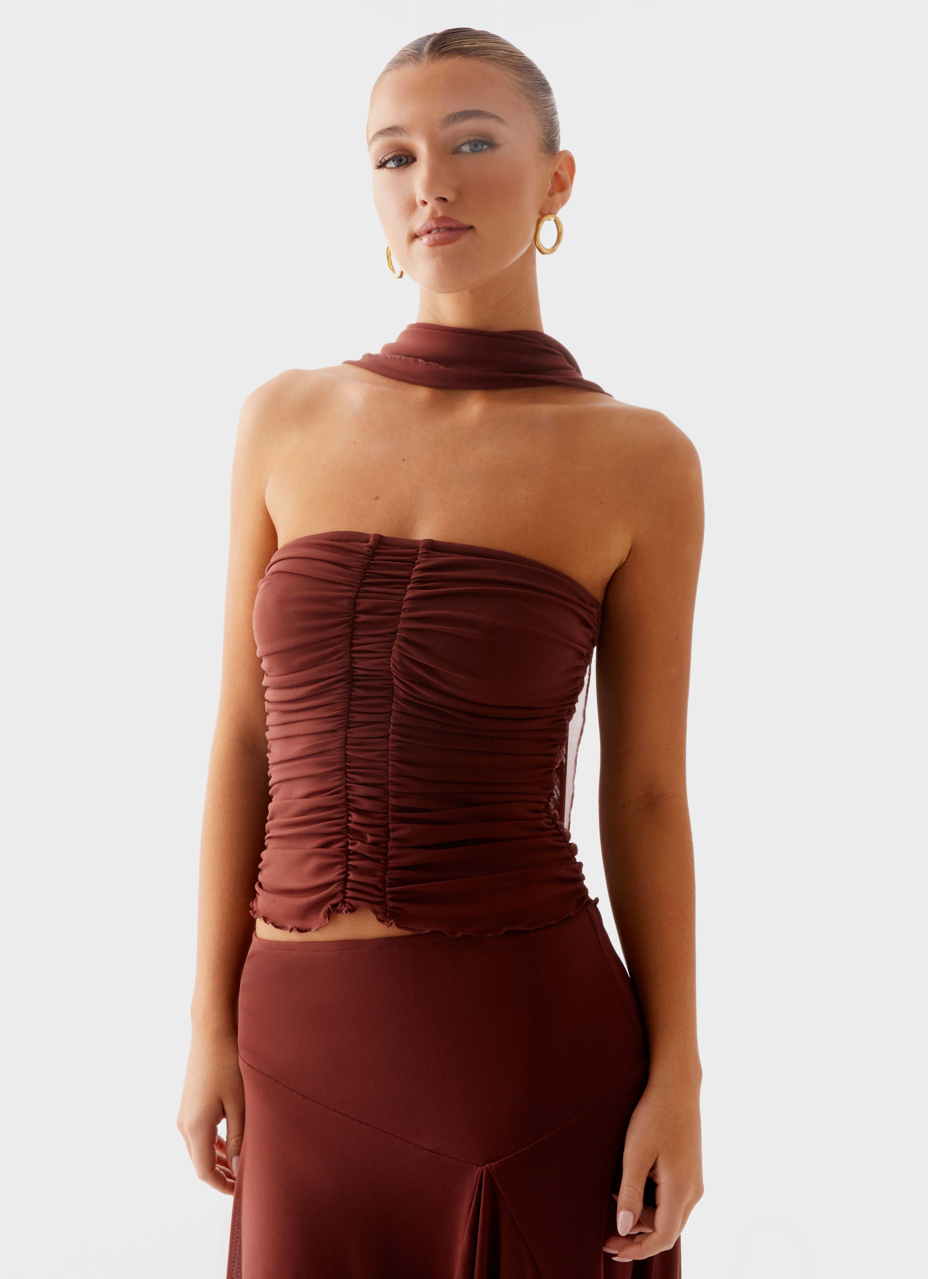 Mirage Scarf Top - Chocolate - Image 5