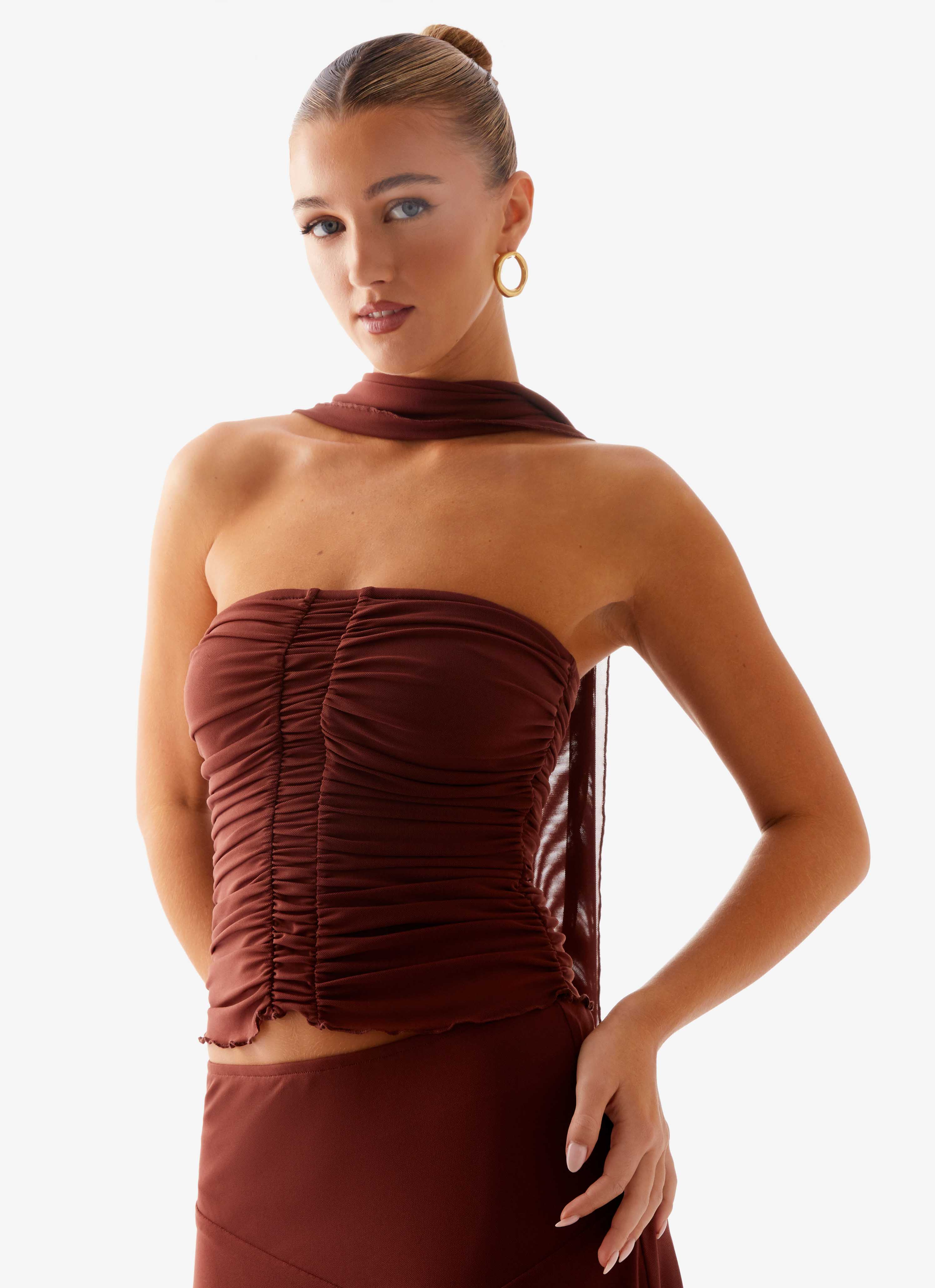 Mirage Scarf Top - Chocolate - Image 6