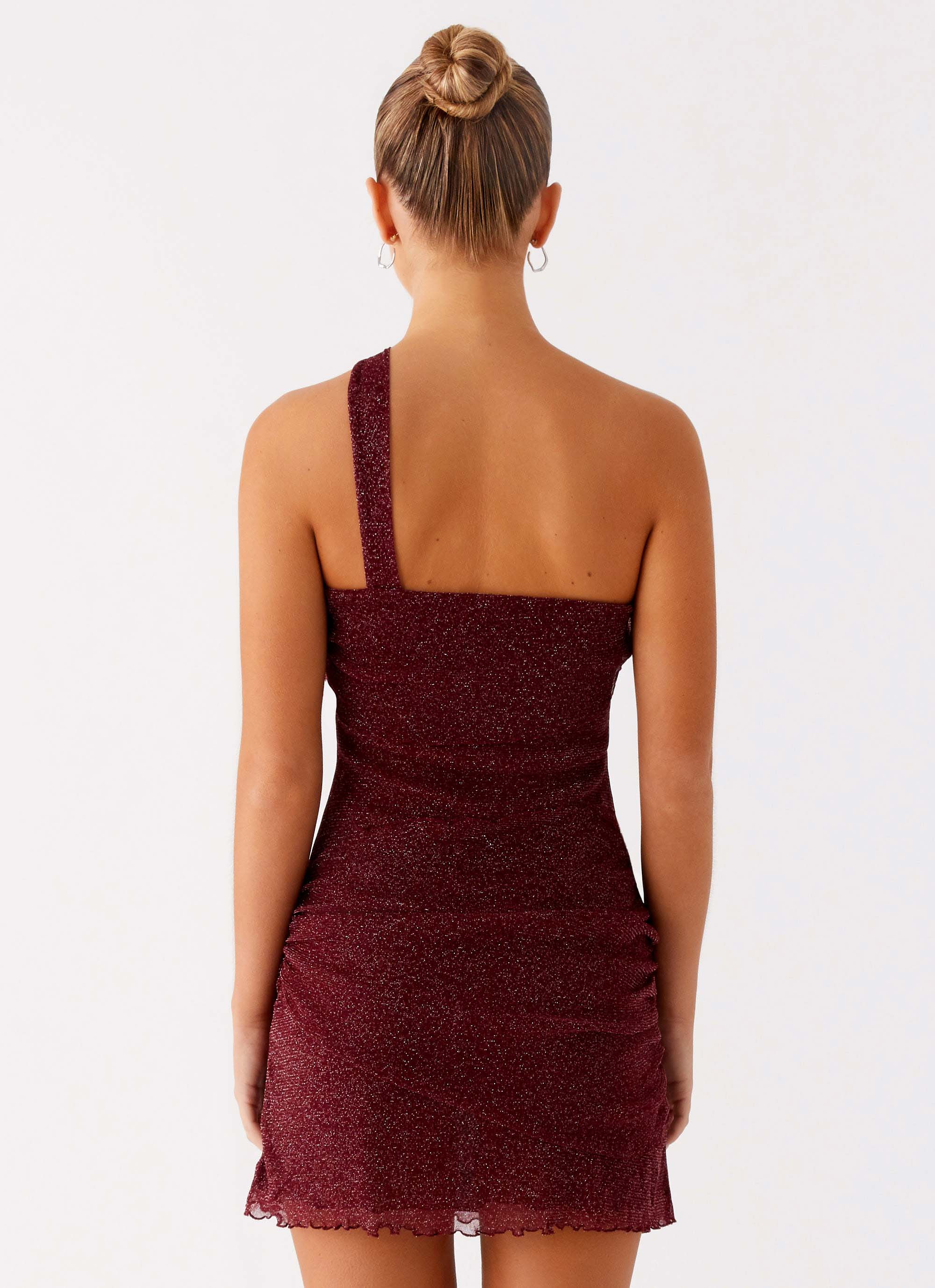 Misty Mesh Mini Dress - Maroon - Image 3