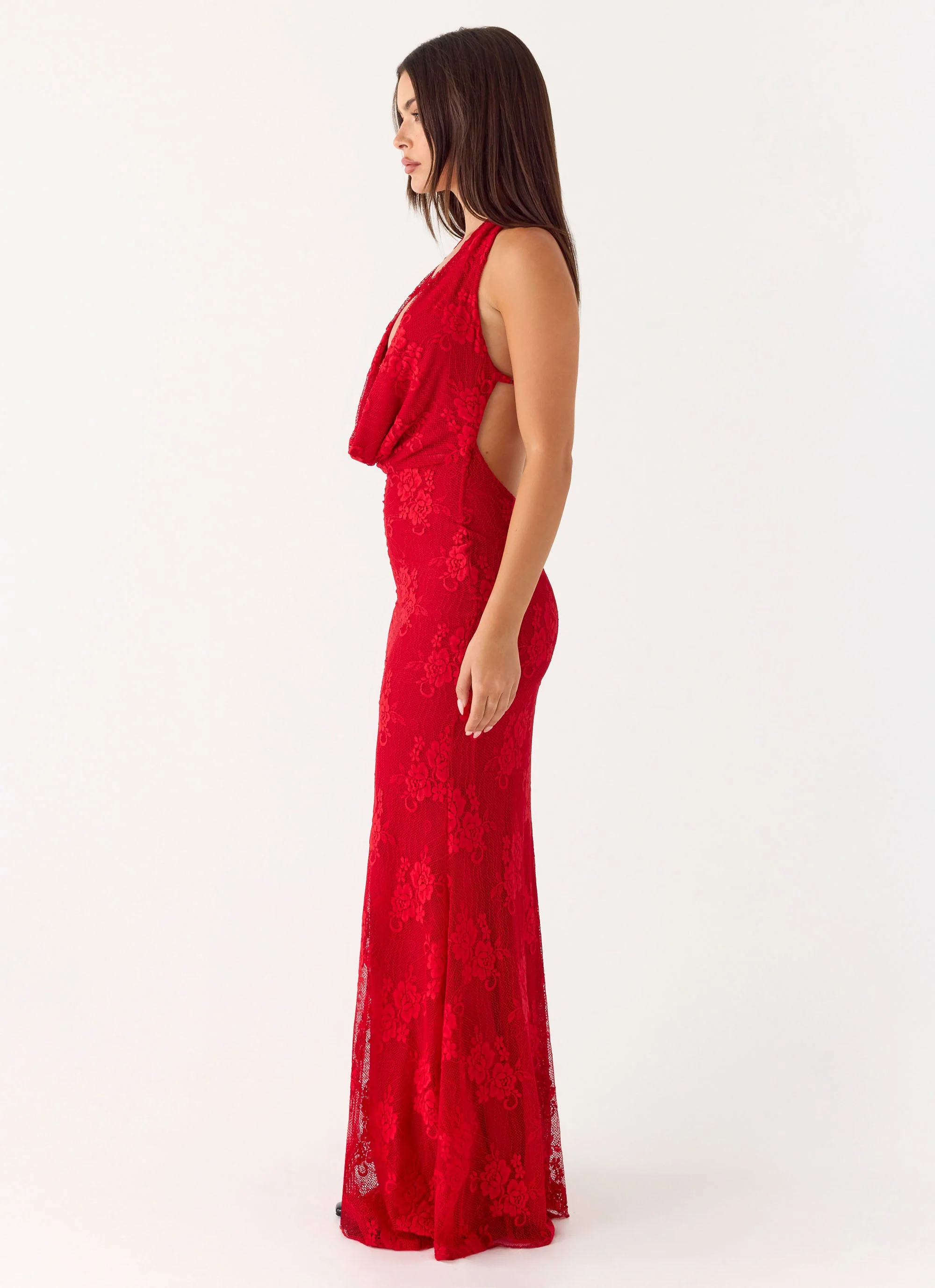 Mitchella Lace Maxi Dress - Red - Image 4