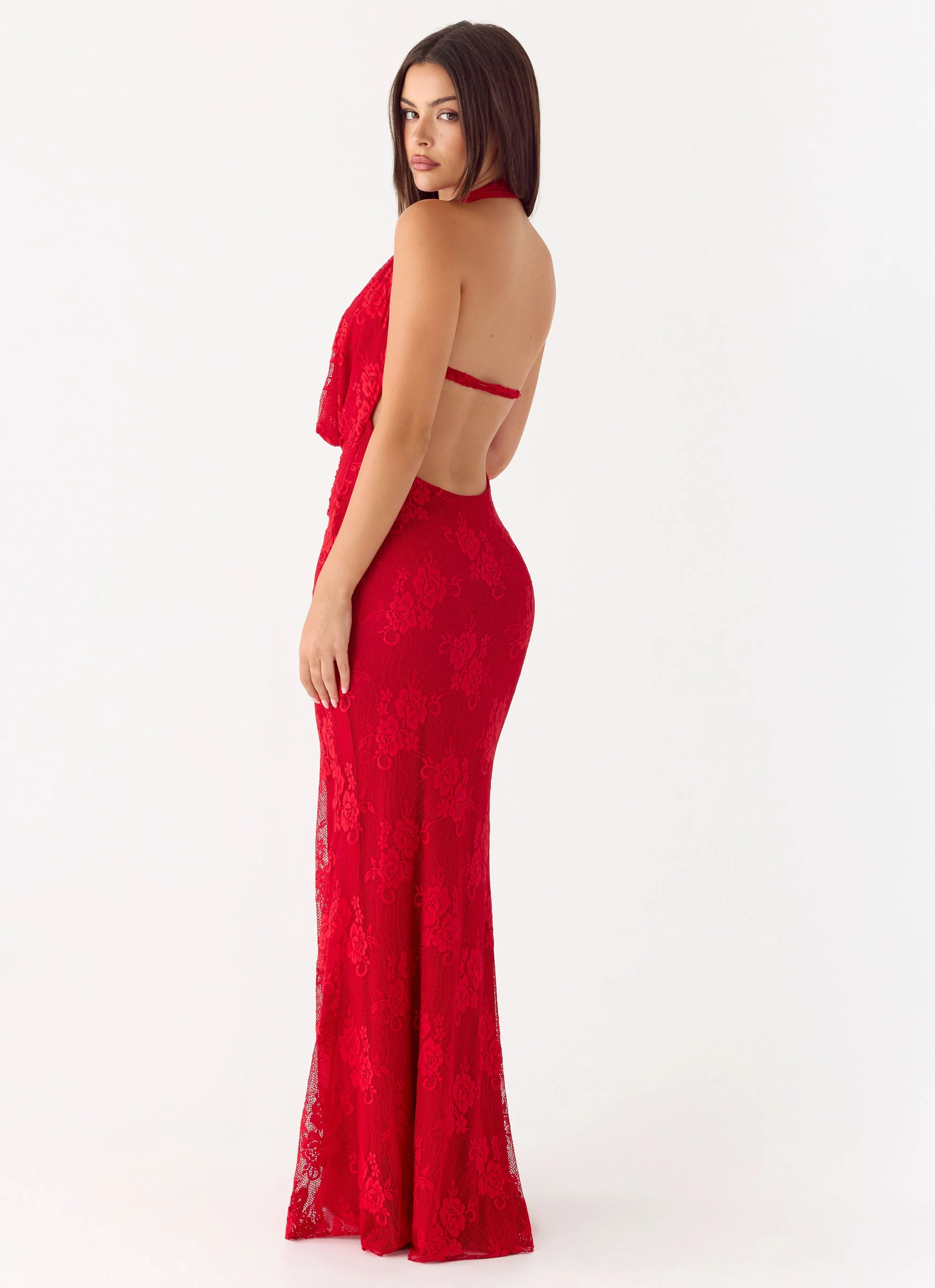 Mitchella Lace Maxi Dress - Red - Image 5