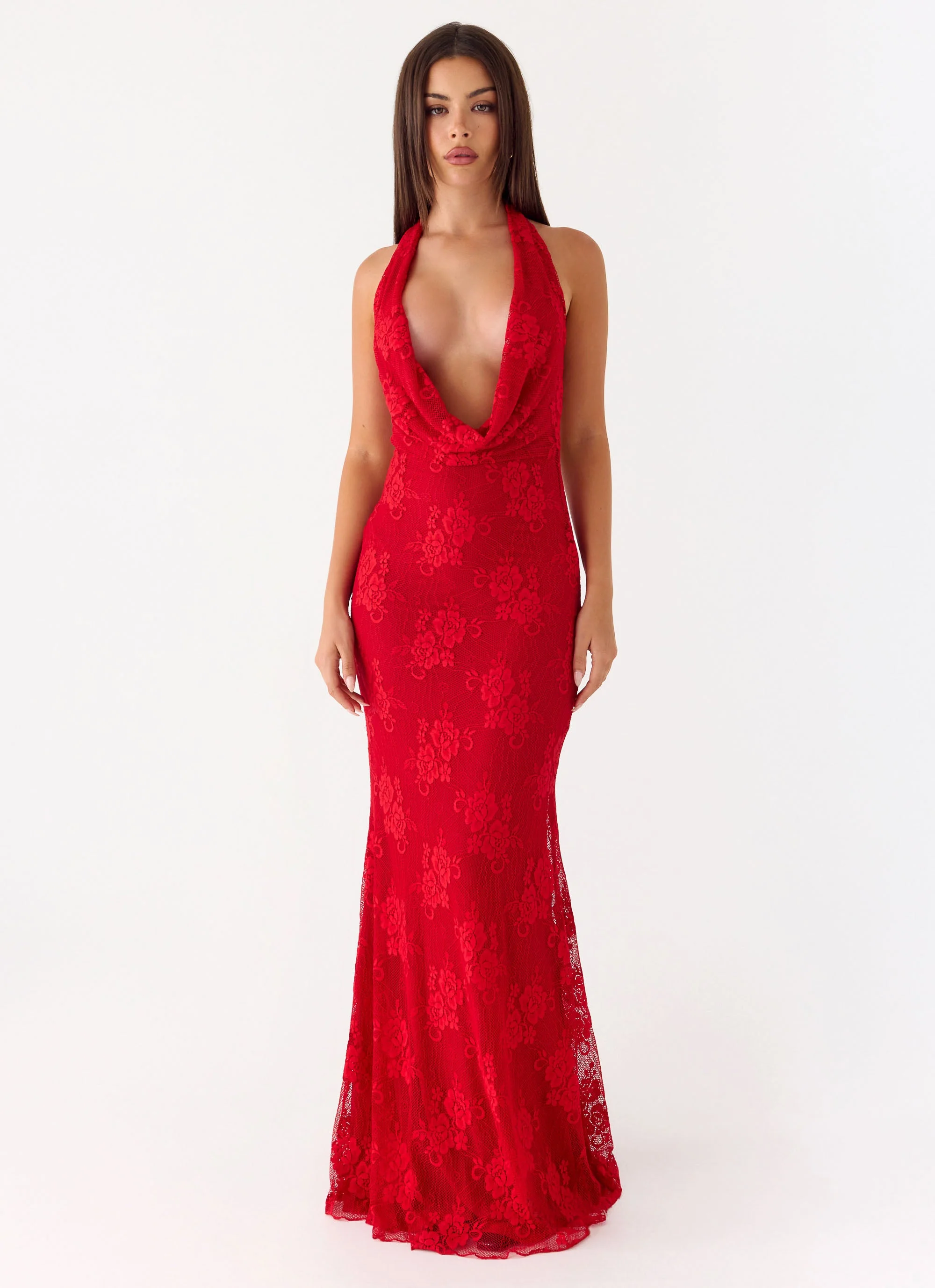 Mitchella Lace Maxi Dress - Red - Image 6