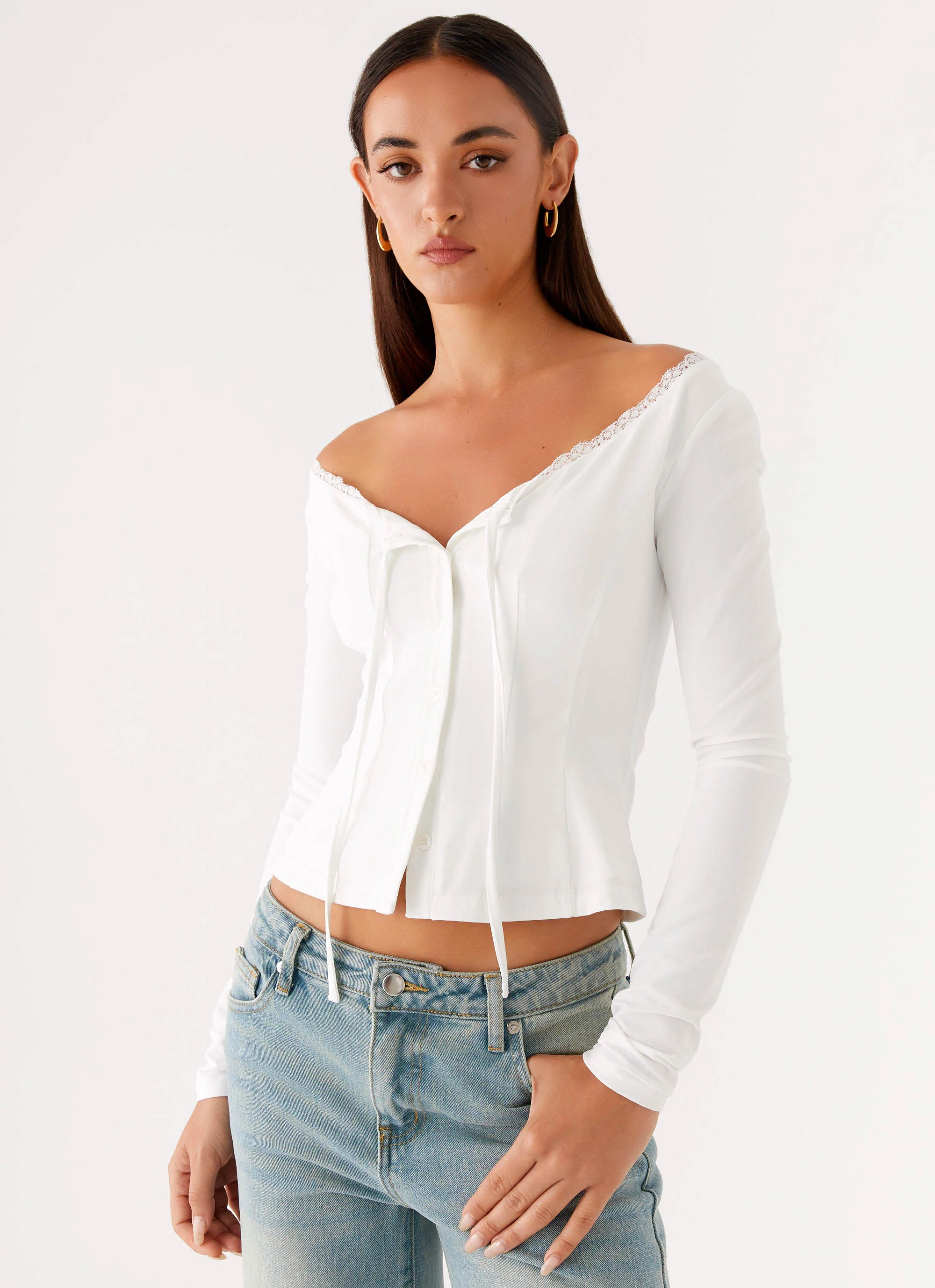 Moda Long Sleeve Top - White - Image 5