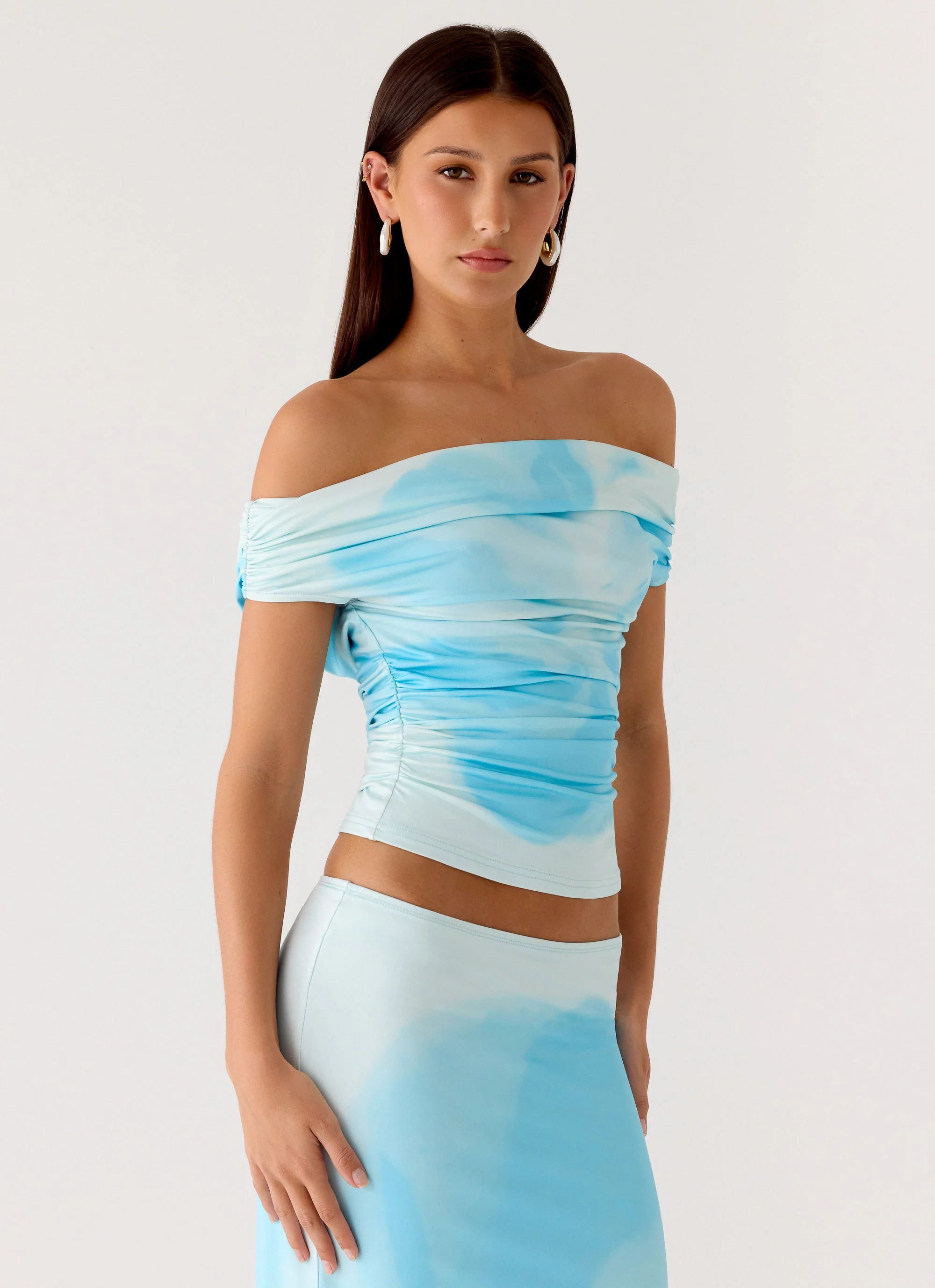 Moka Off Shoulder Top - Blooming Blue - Image 5