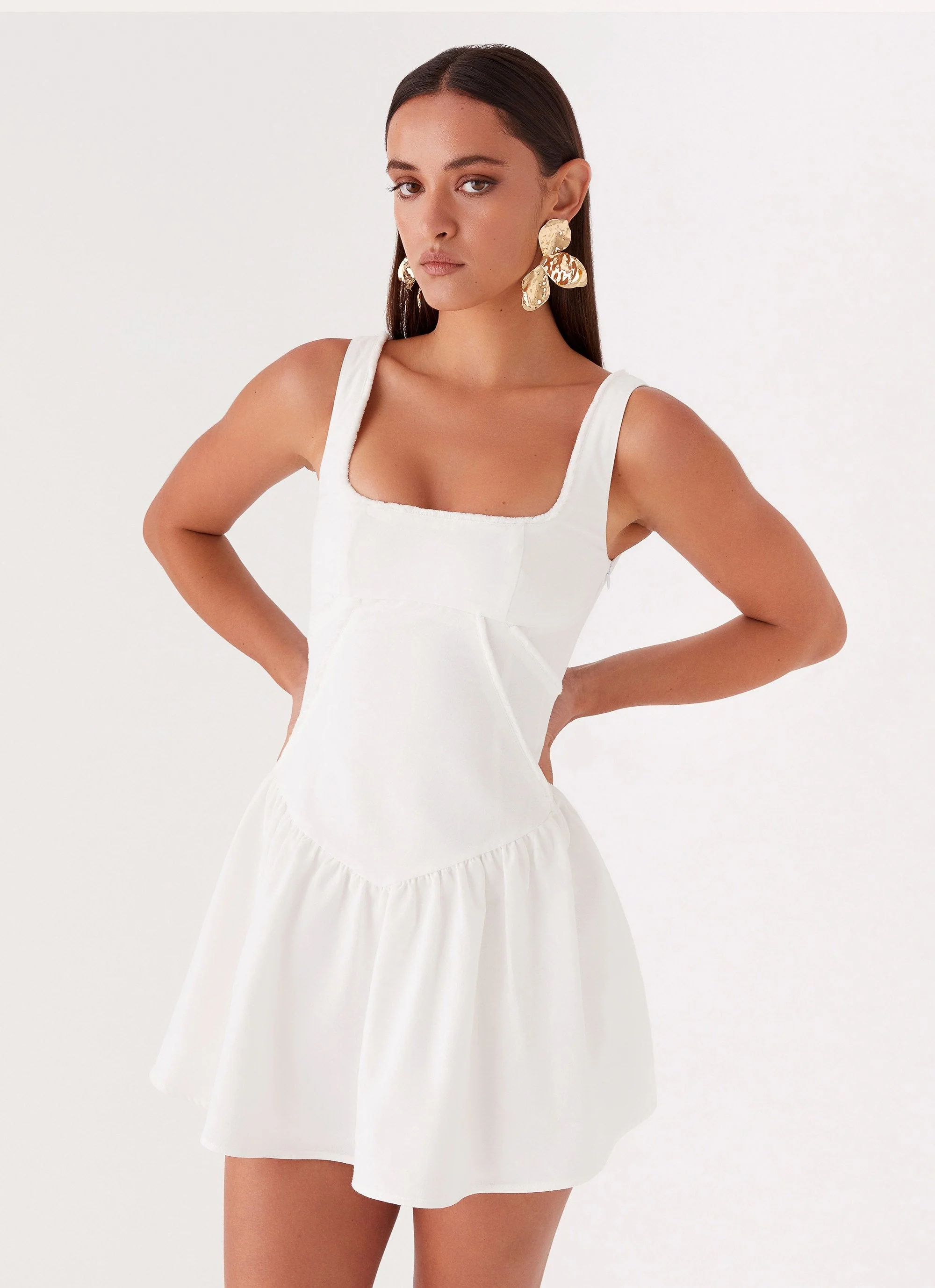 Mollie Linen Mini Dress - White - Image 6