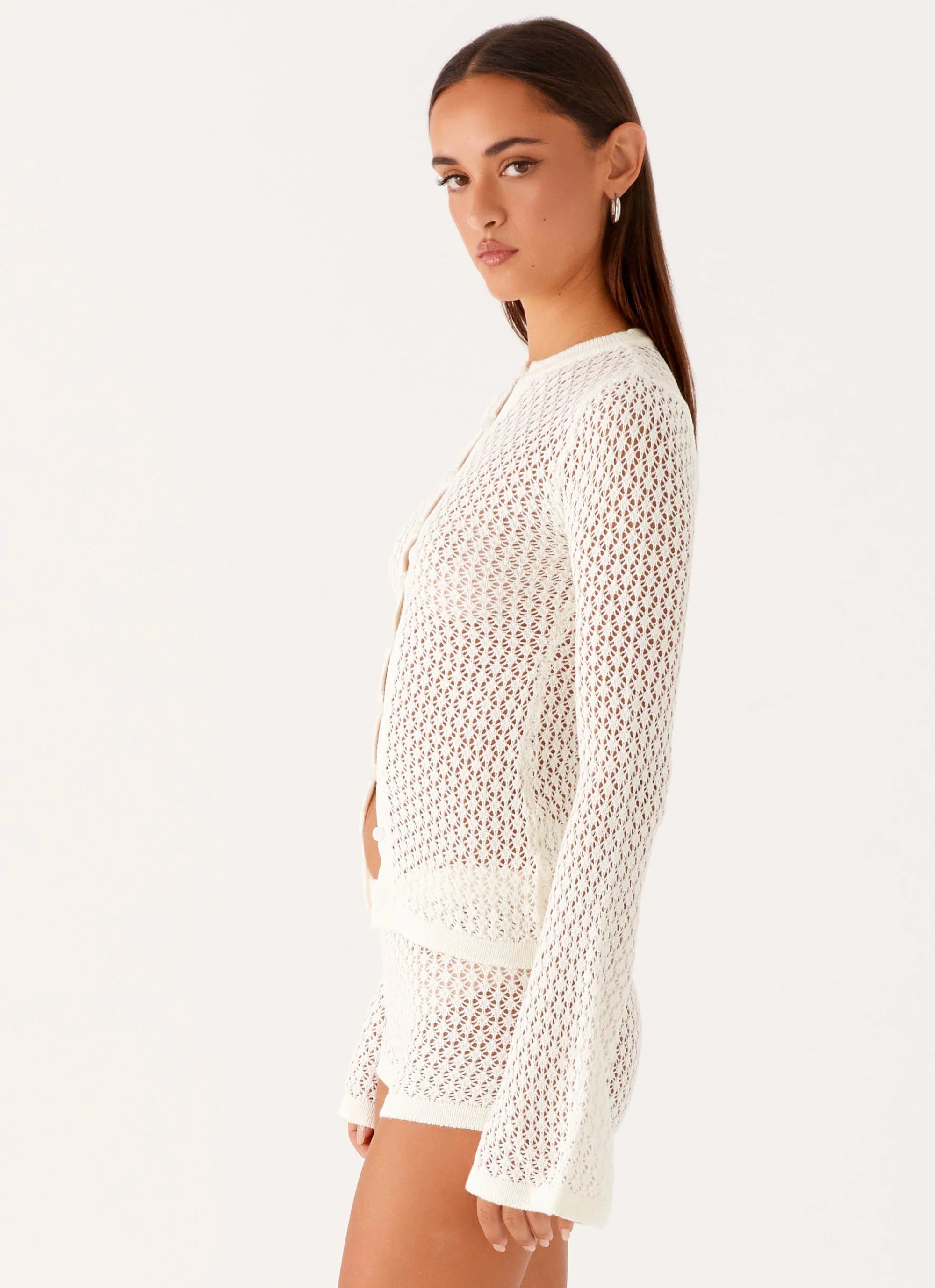 Molly Crochet Cardigan - Ivory - Image 3