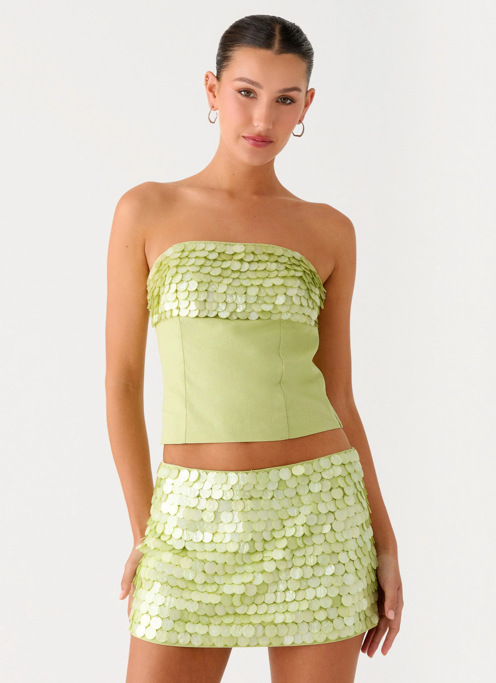 Mona Beaded Bandeau Top - Green - Image 7