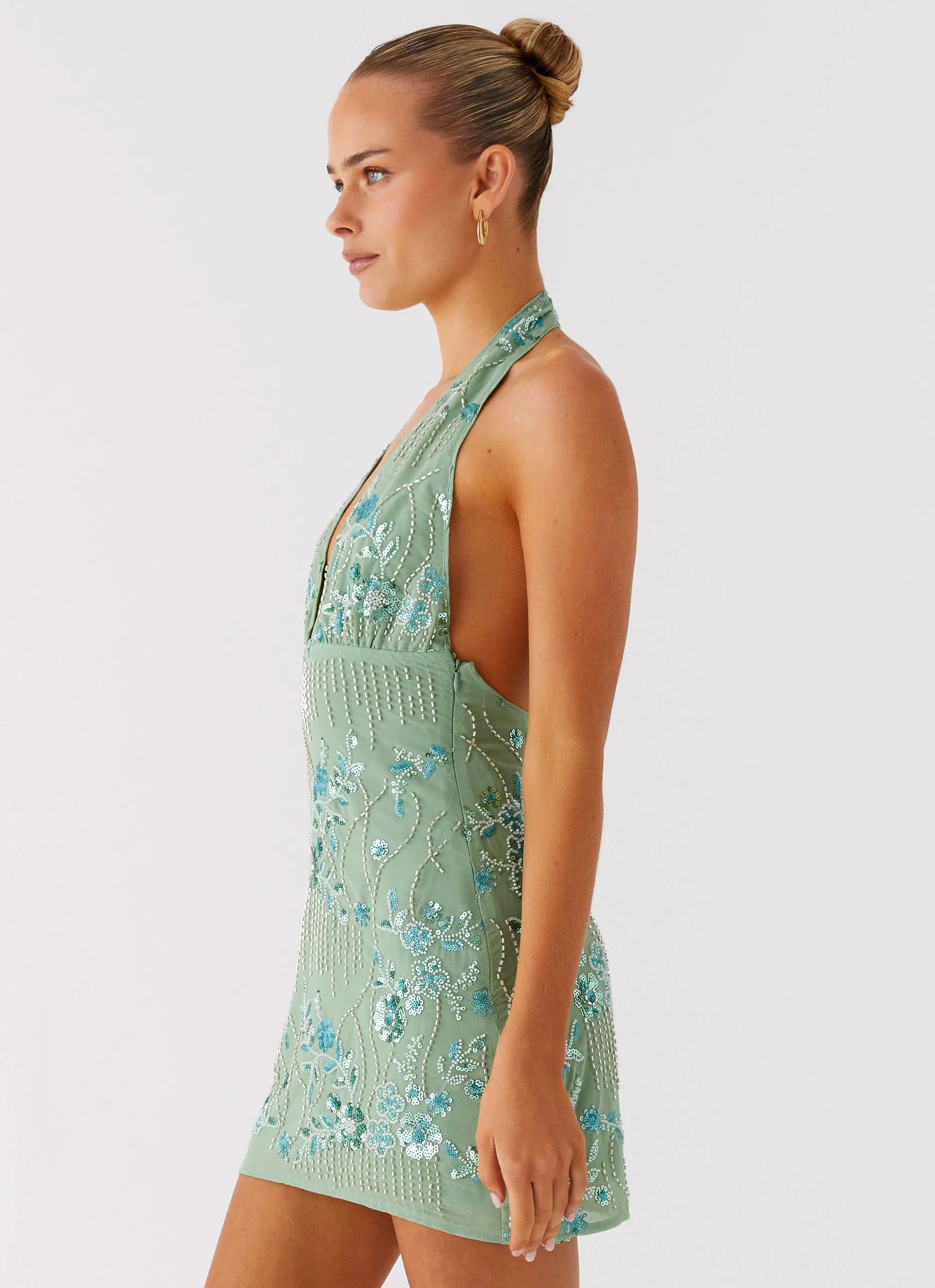 Monet Beaded Mini Dress - Mint - Image 2