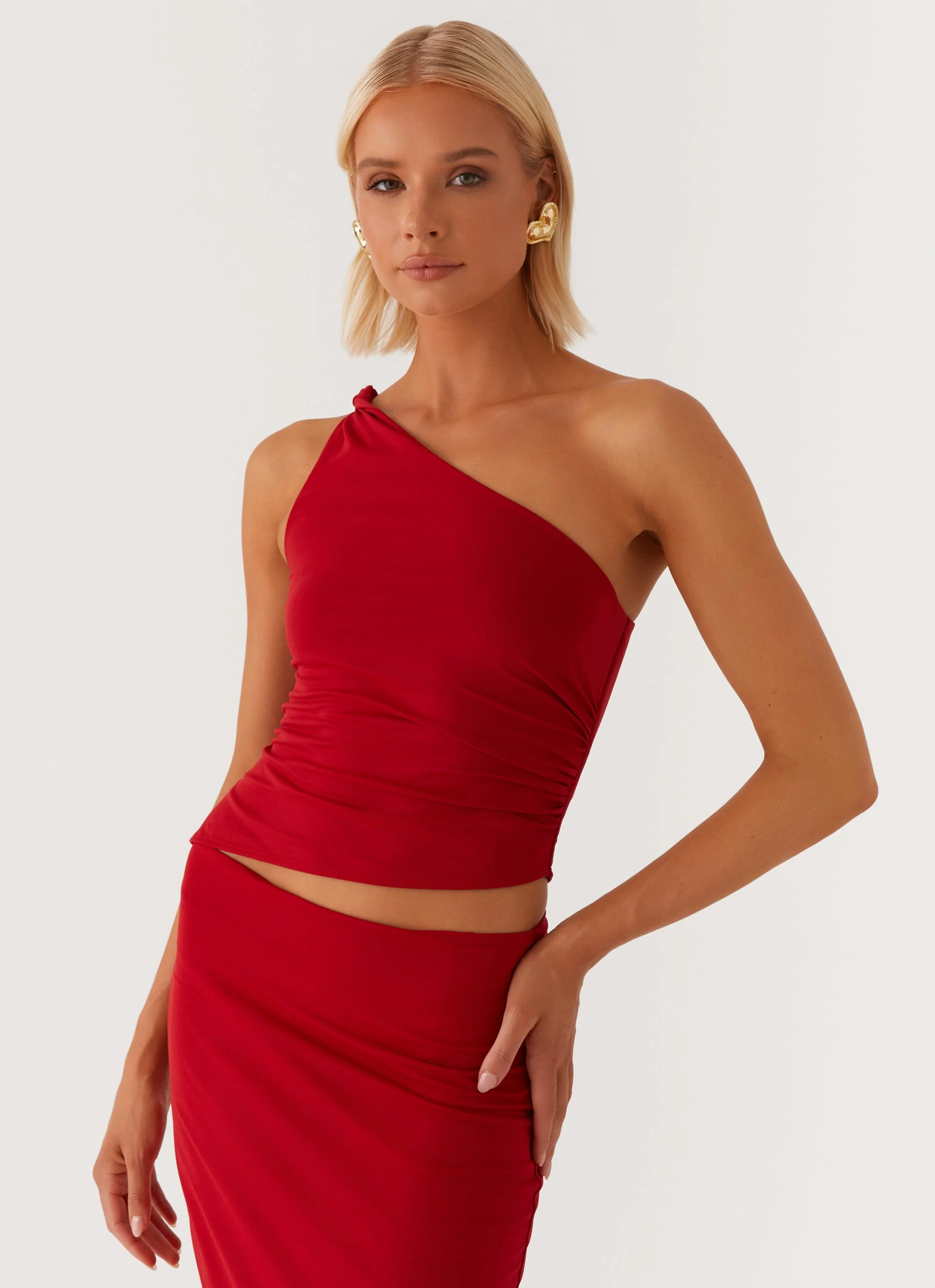 Monty One Shoulder Top - Red - Image 4