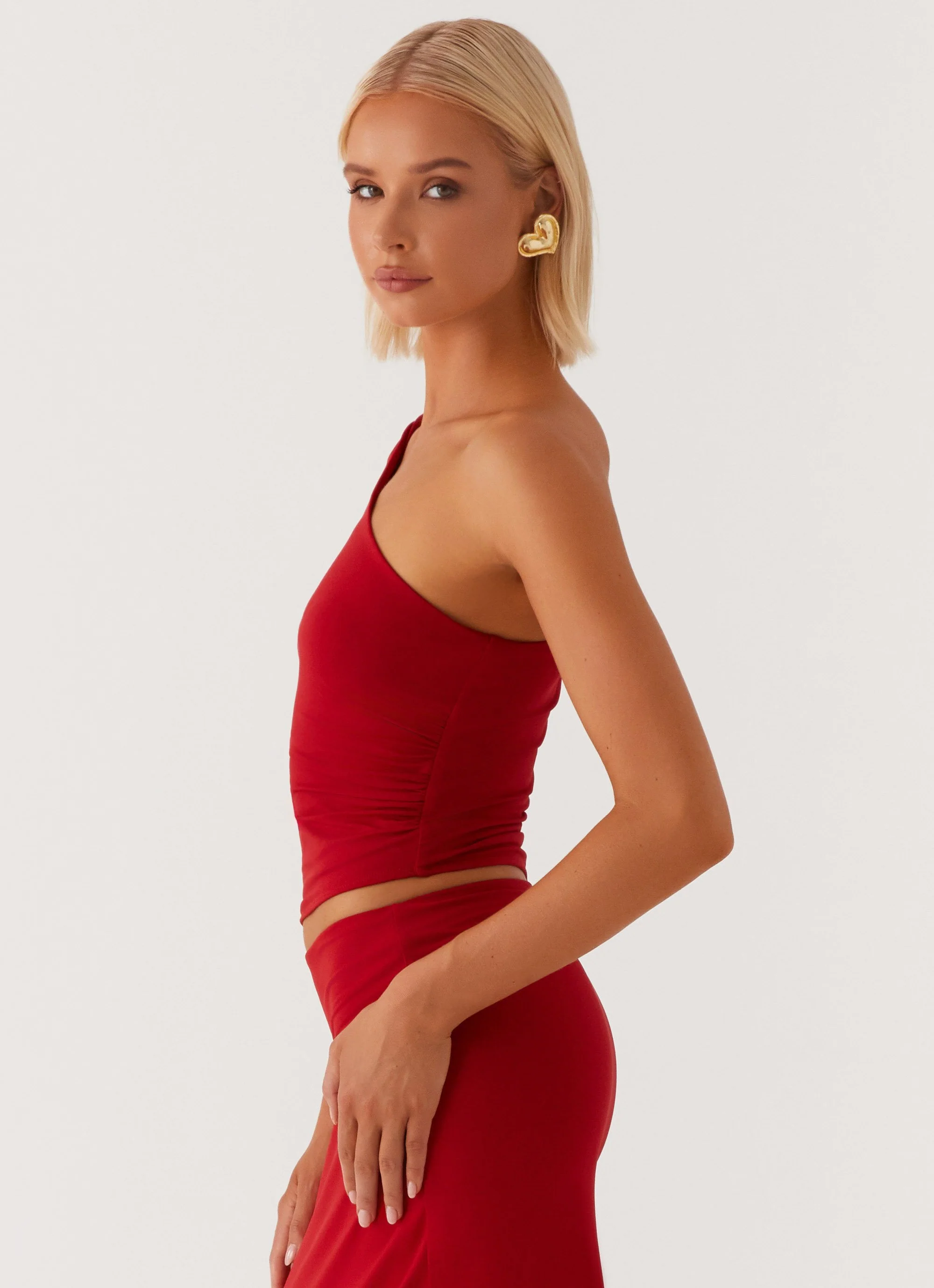 Monty One Shoulder Top - Red - Image 5