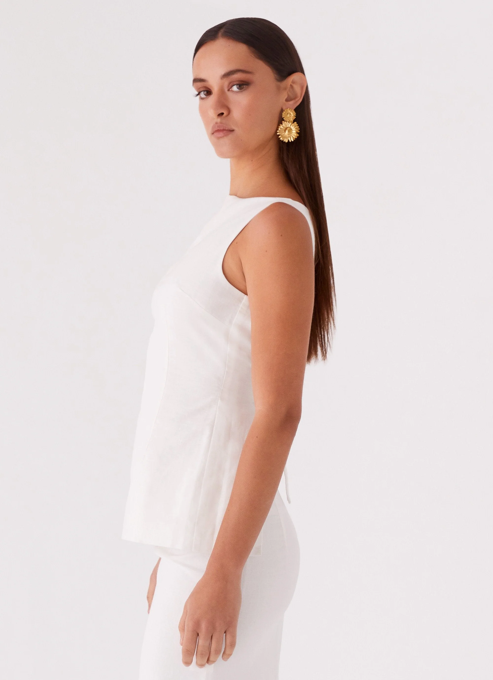 Mooney Linen Top - White - Image 3