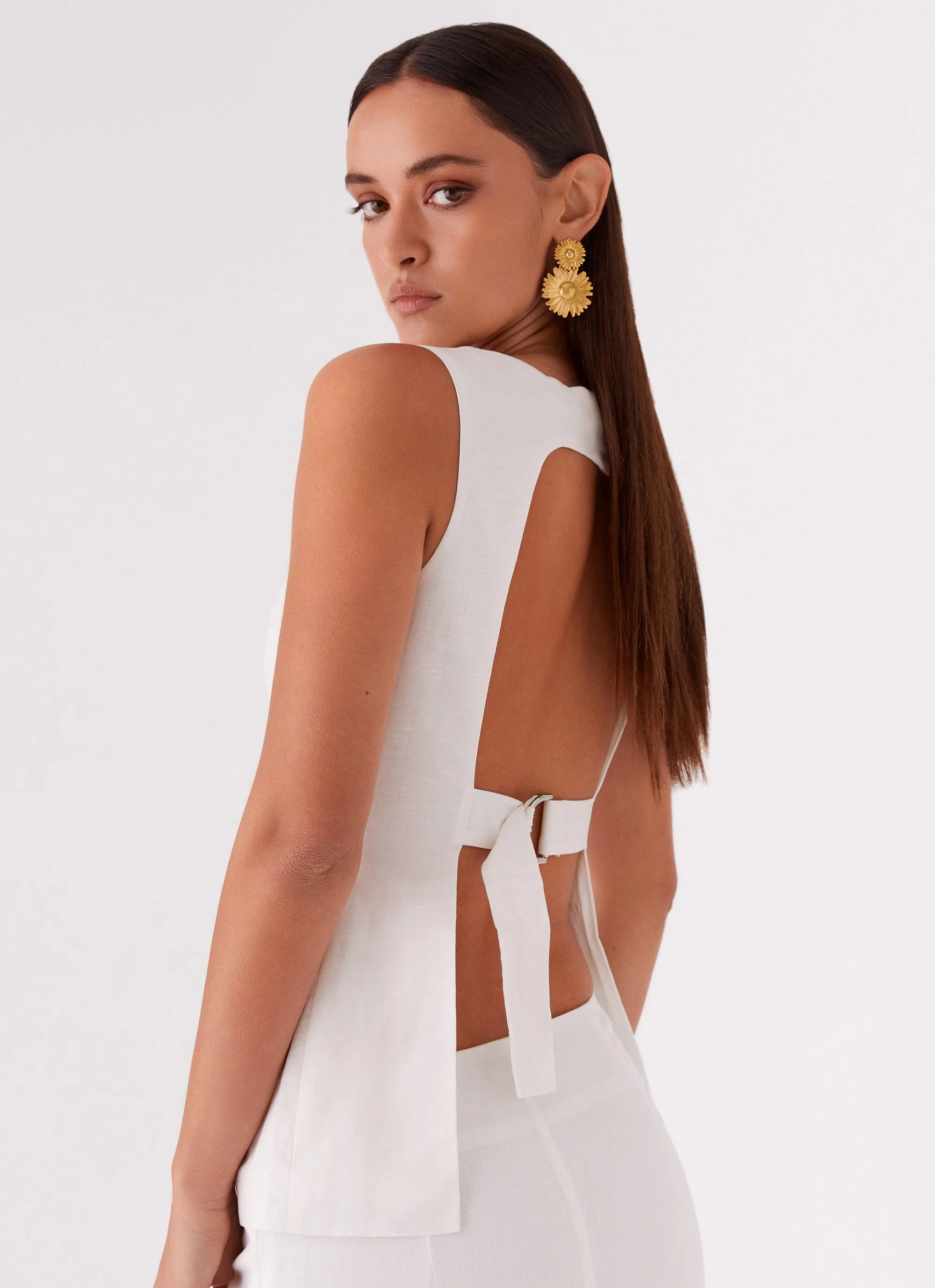 Mooney Linen Top - White - Image 6