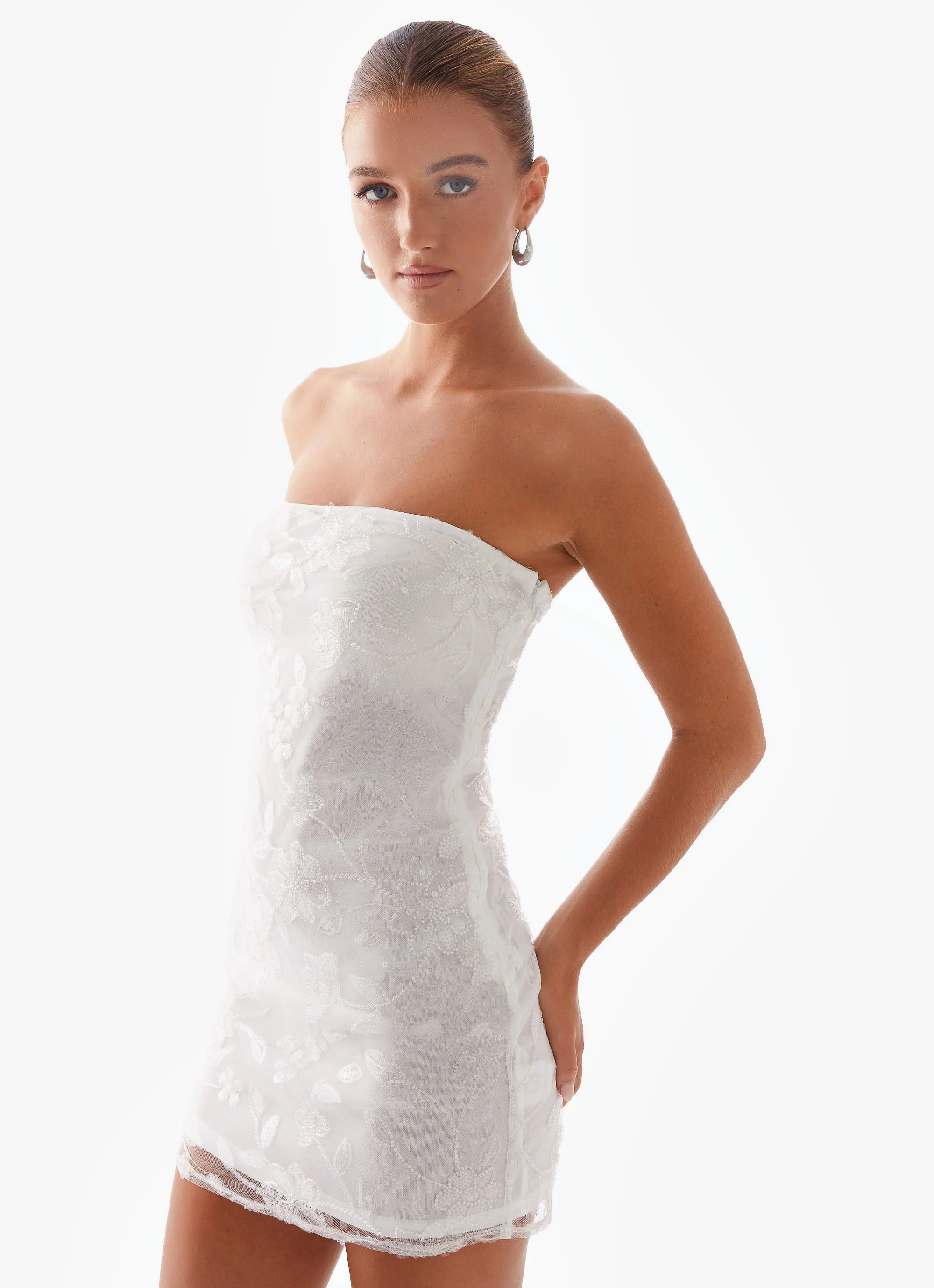 Moorey Beaded Mini Dress - White Silver - Image 5