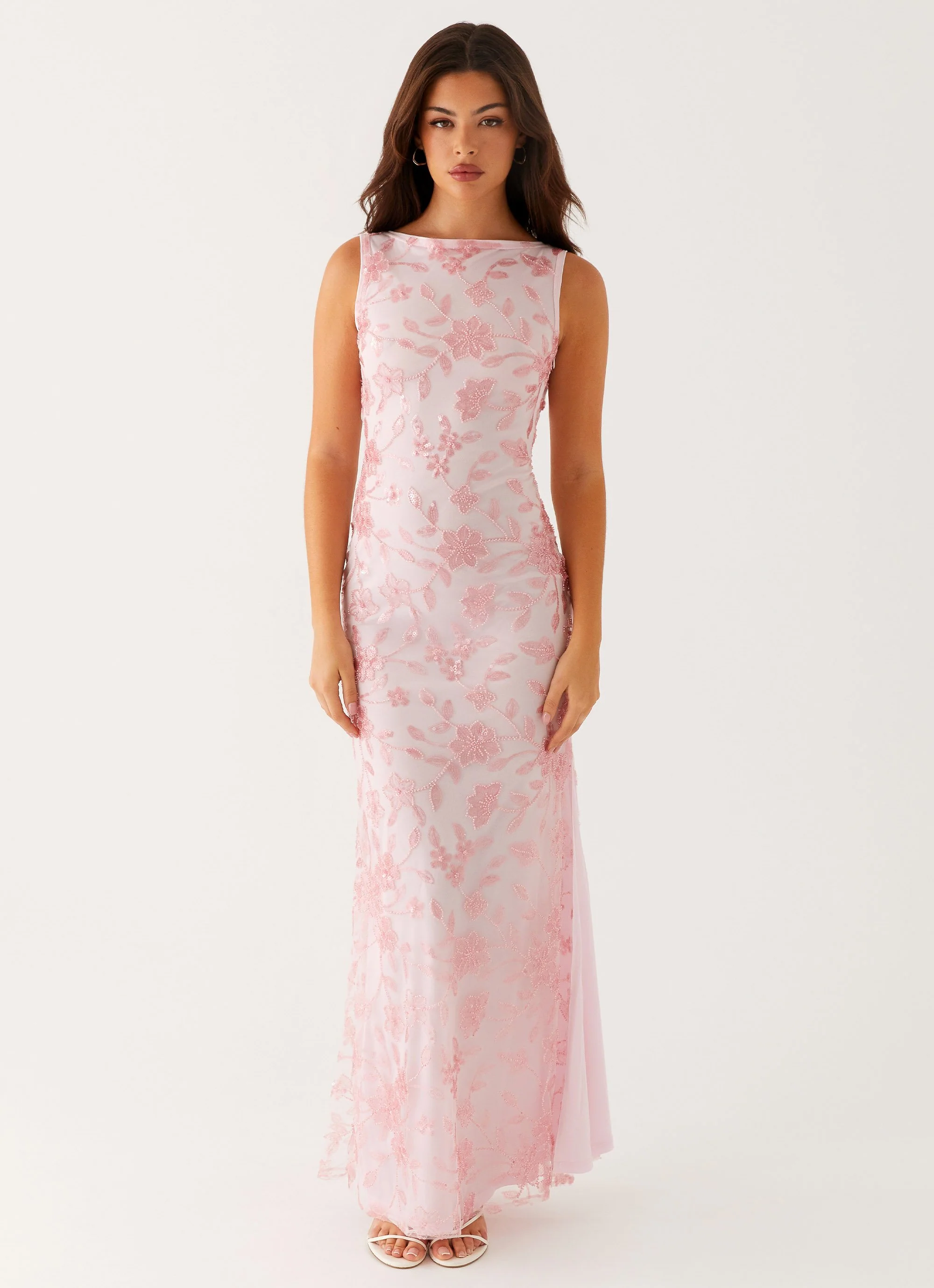 Moorey High Neck Maxi Dress - Pink - Image 2
