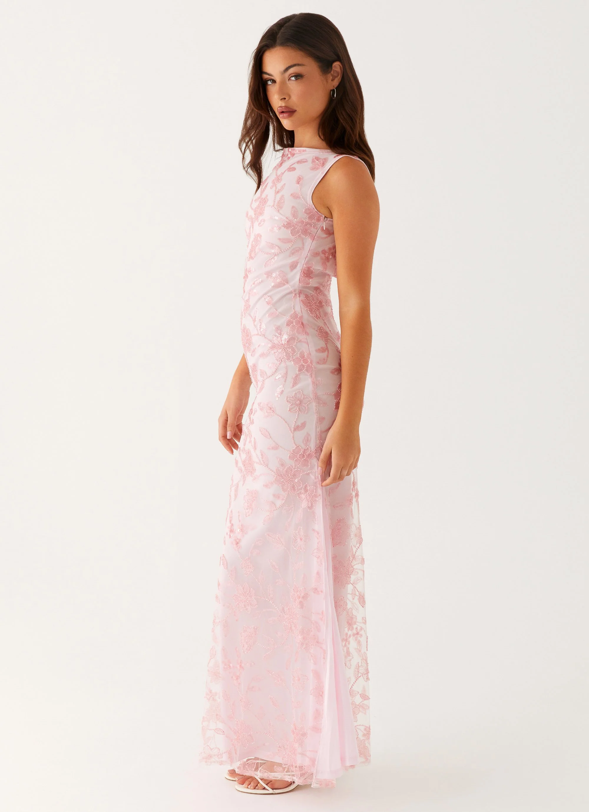 Moorey High Neck Maxi Dress - Pink - Image 3