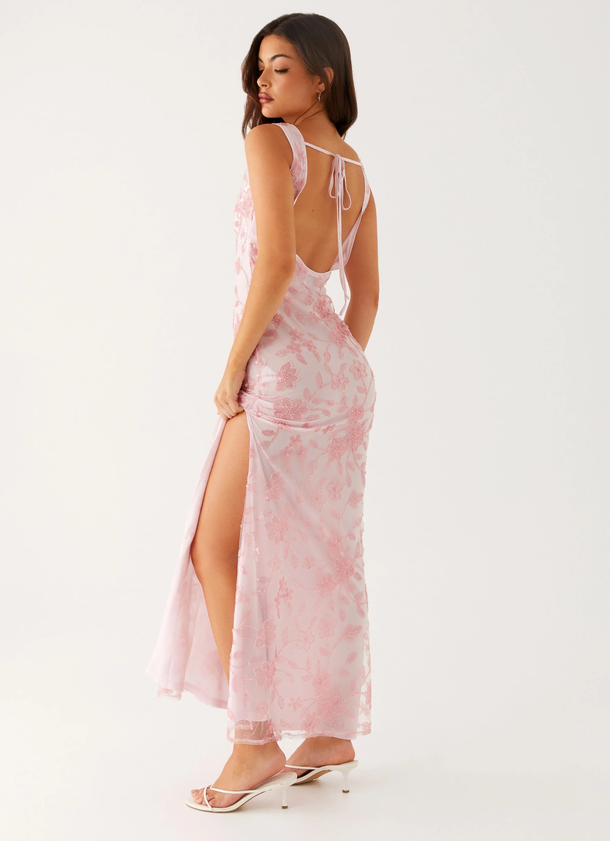 Moorey High Neck Maxi Dress - Pink - Image 6