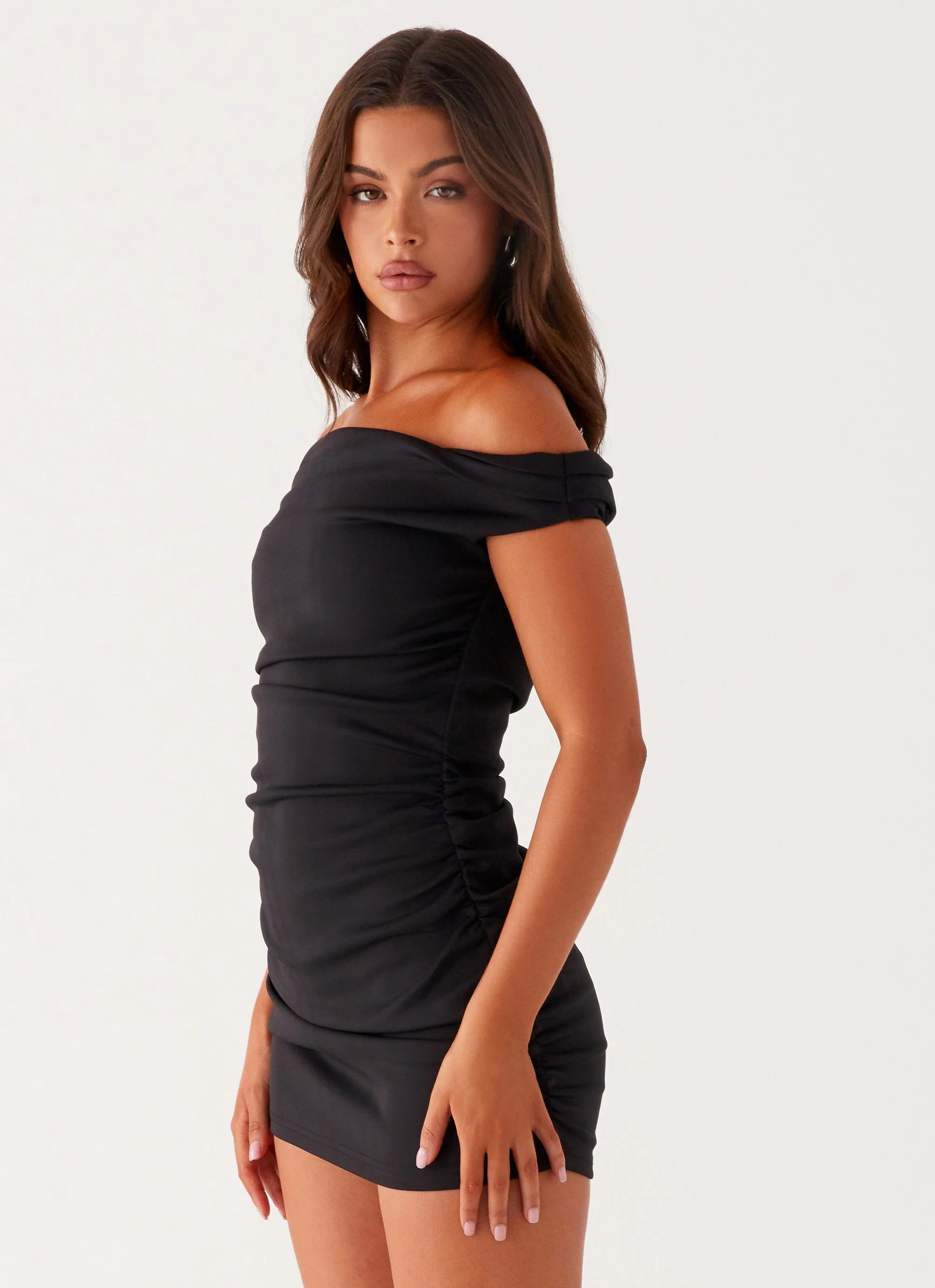 Morgan Off Shoulder Mini Dress - Black - Image 3