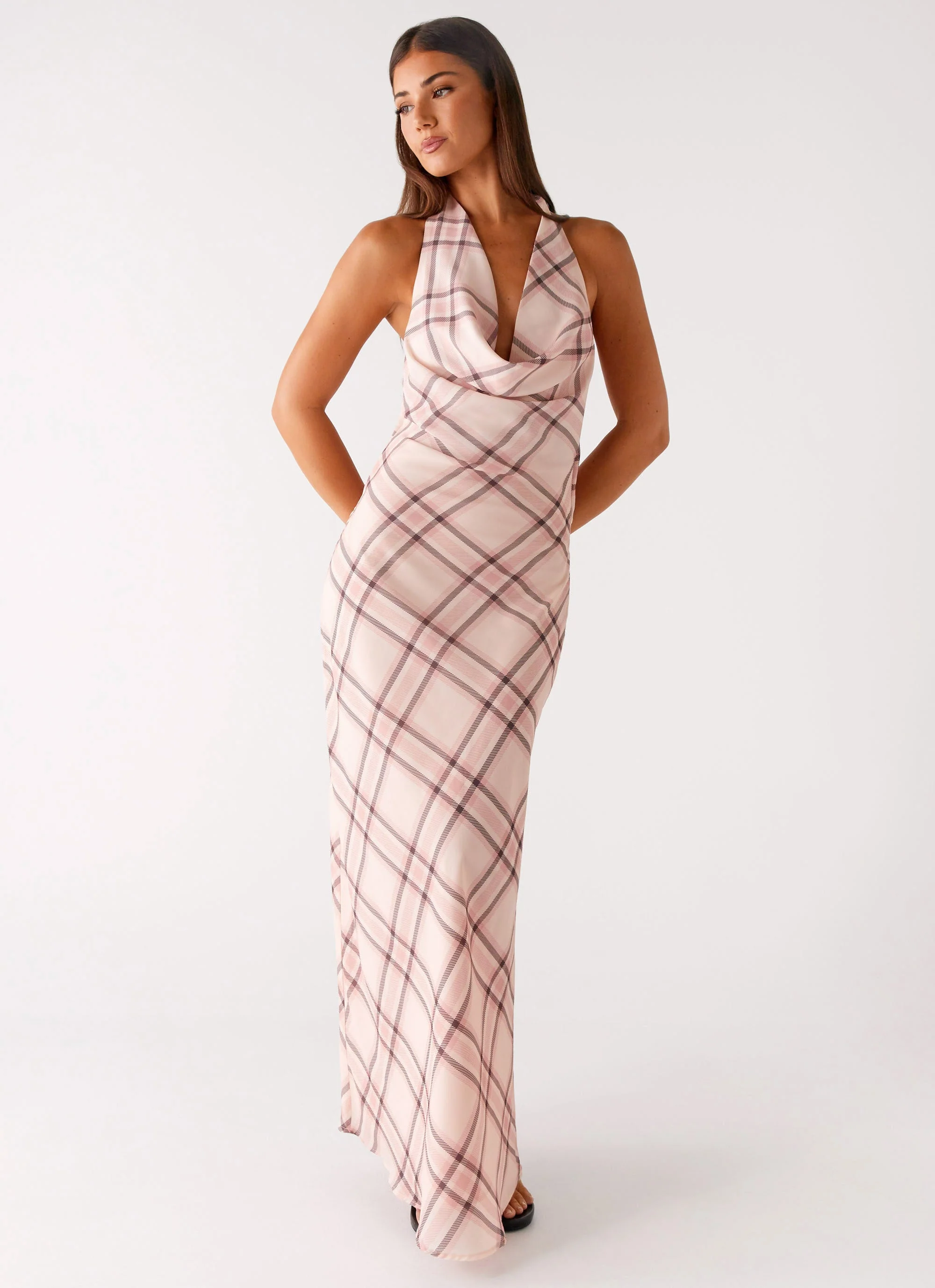 Muse Maxi Dress - Pink Check - Image 5