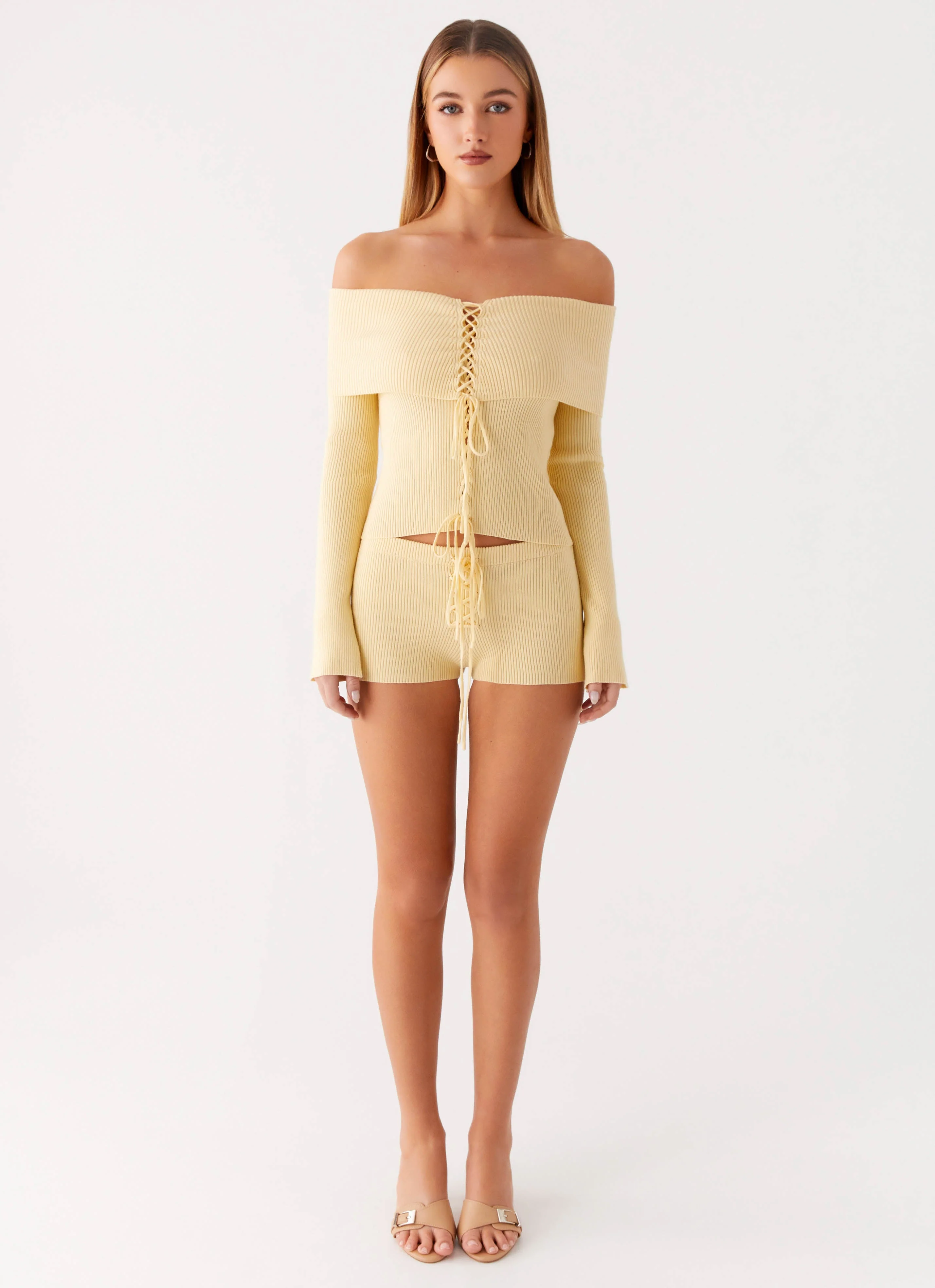 Muted Muse Knit Mini Short - Yellow - Image 6