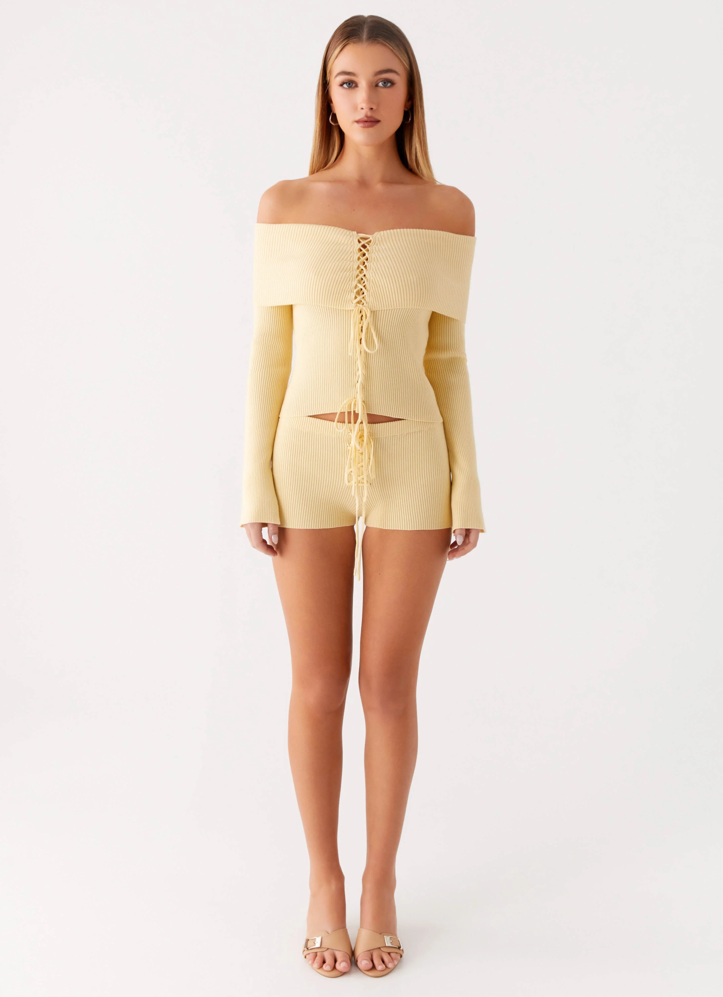 Muted Muse Knit Long Sleeve Top - Yellow - Image 4