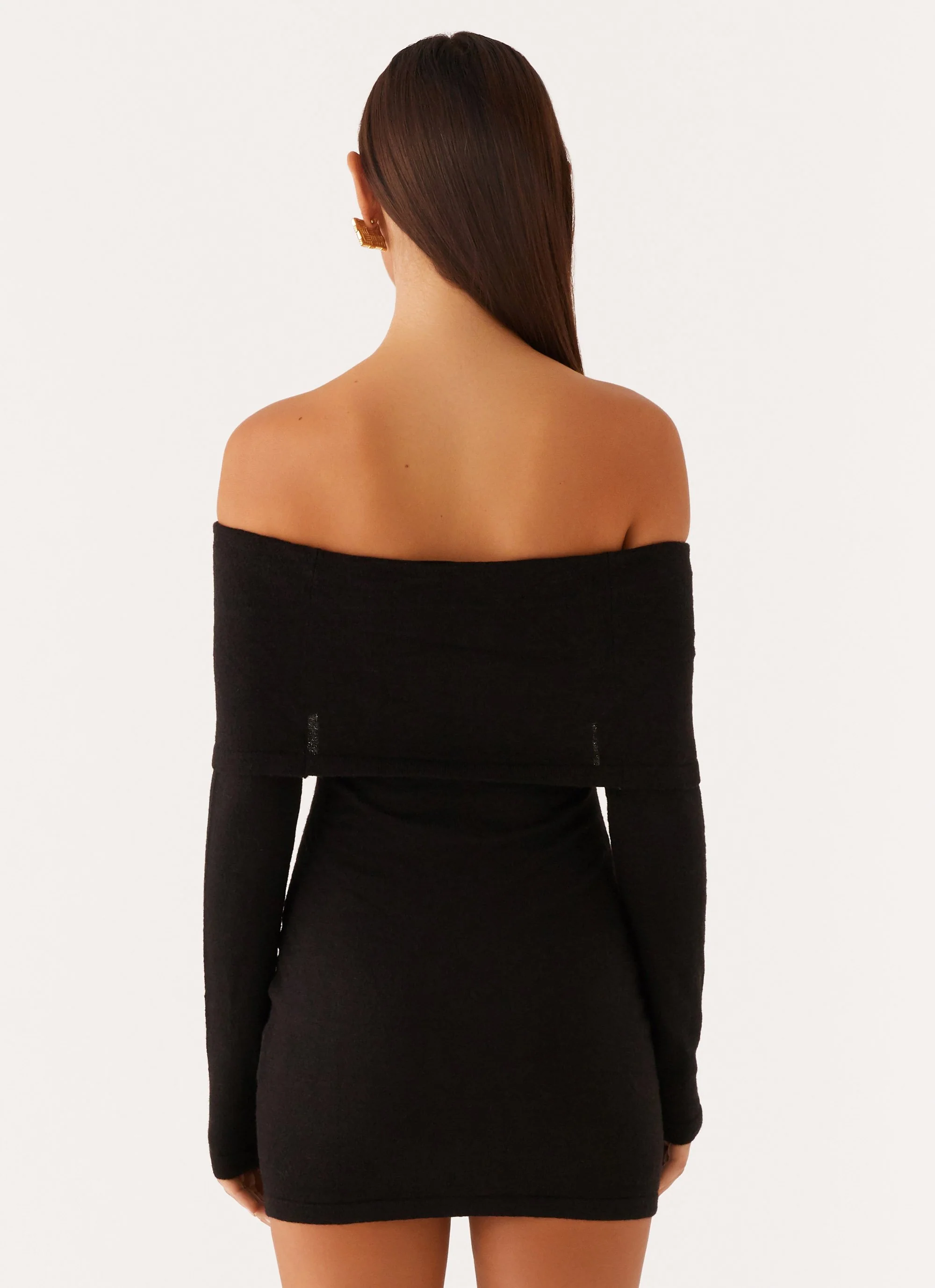 Myla Off Shoulder Mini Dress - Black - Image 4