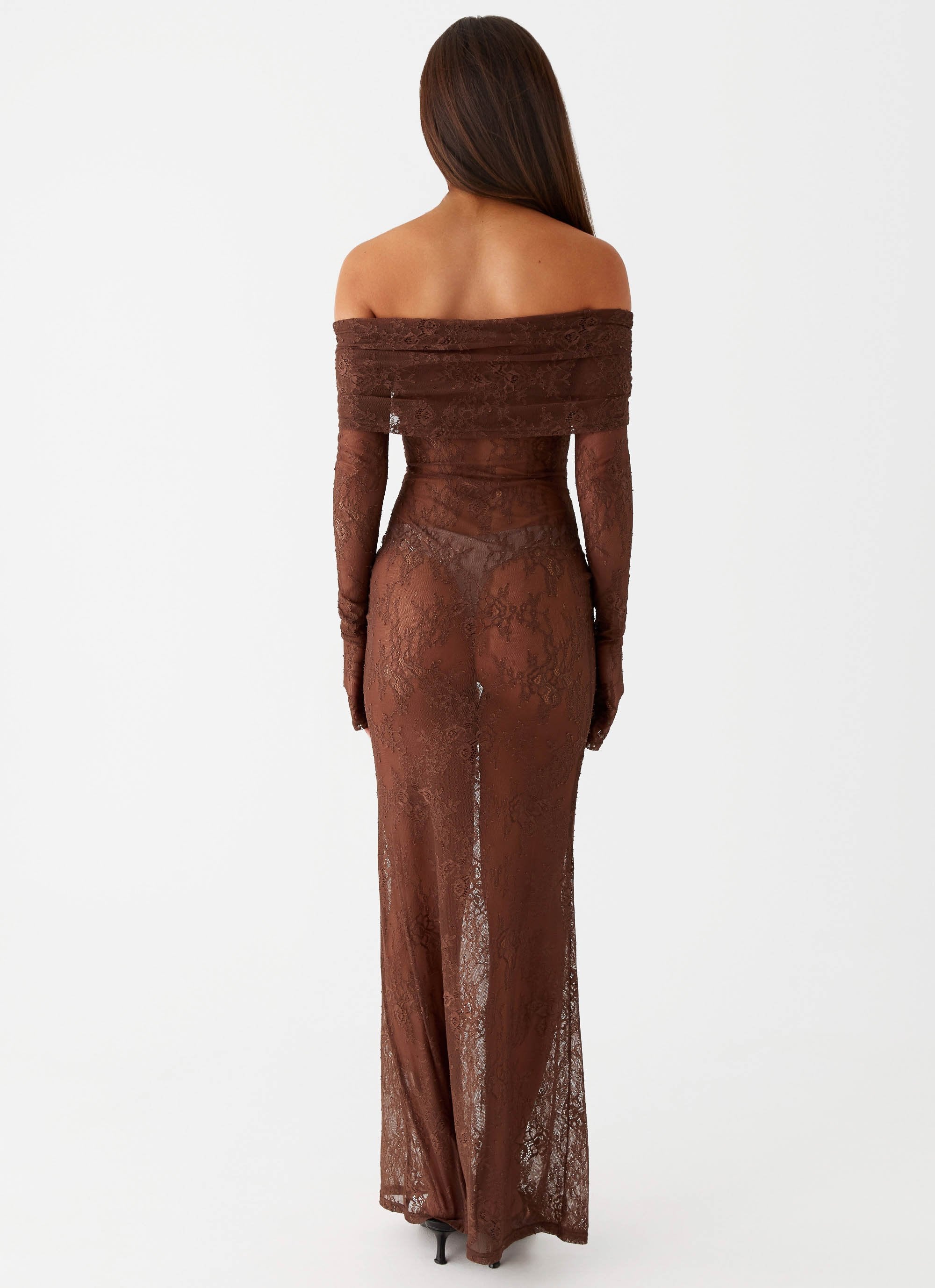 Nadia Lace Maxi Dress - Chocolate - Image 4