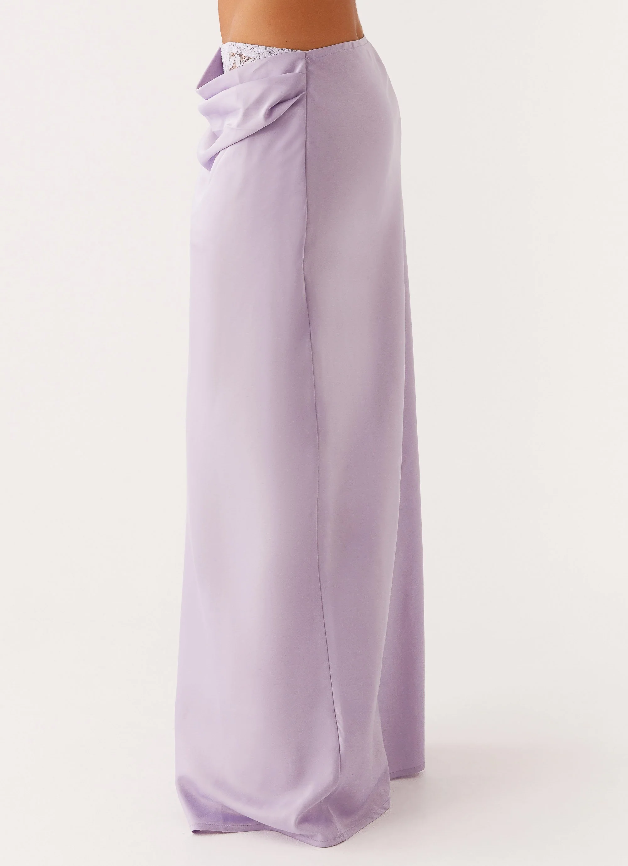 Nancy Lace Satin Maxi Skirt - Lilac - Image 3