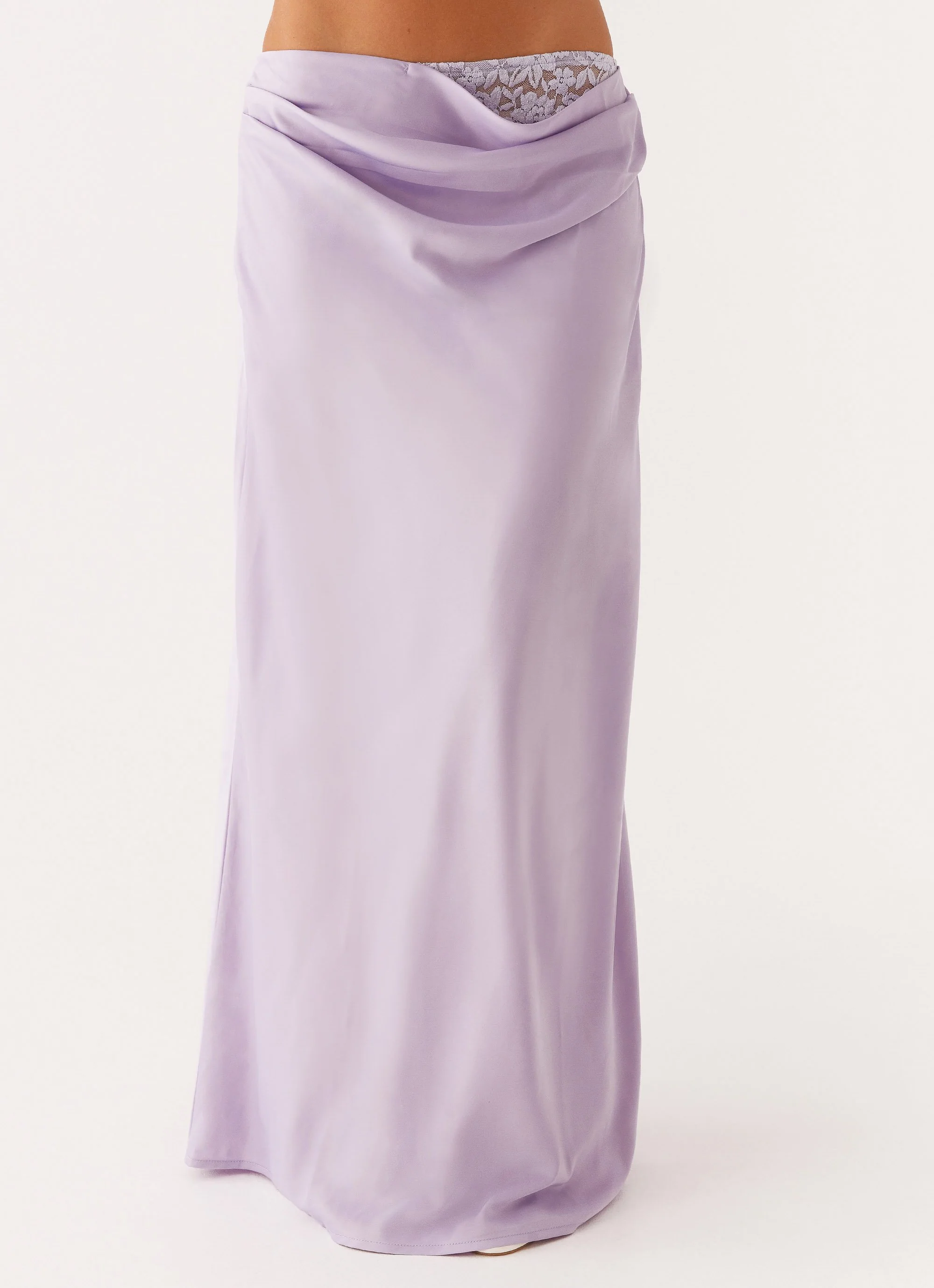 Nancy Lace Satin Maxi Skirt - Lilac - Image 5