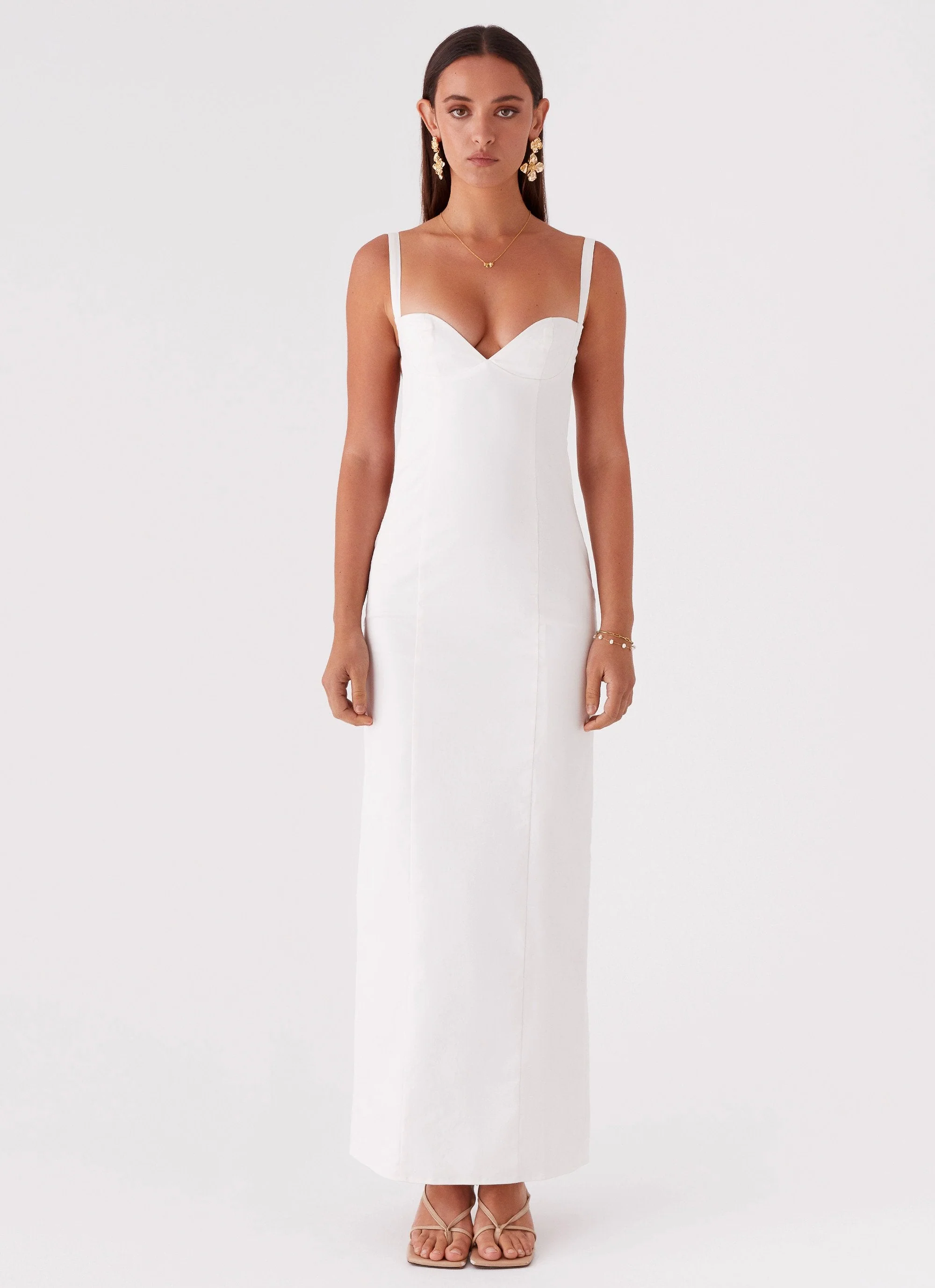 Naomi Backless Maxi Dress - Off White - Image 2