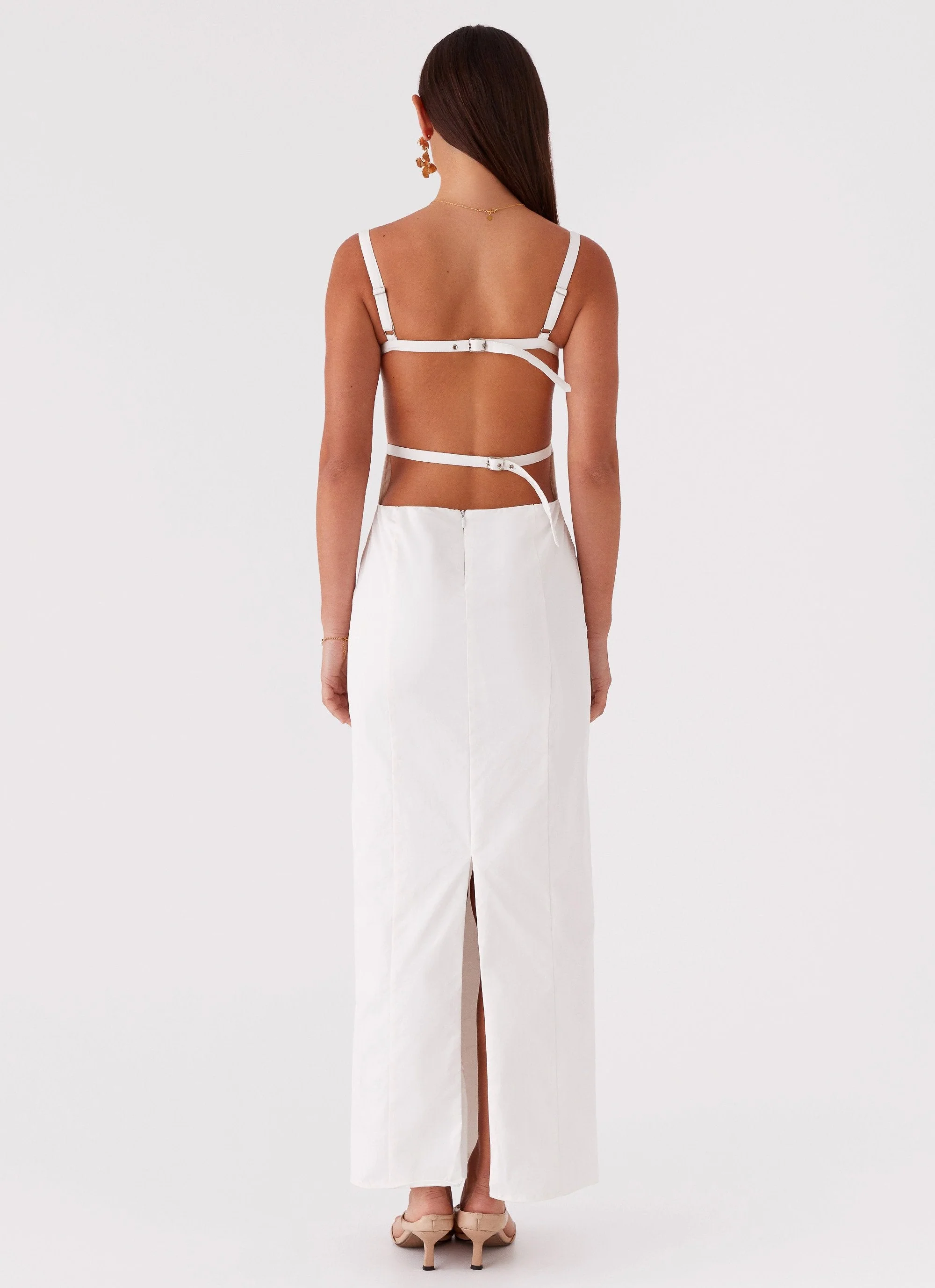 Naomi Backless Maxi Dress - Off White - Image 4