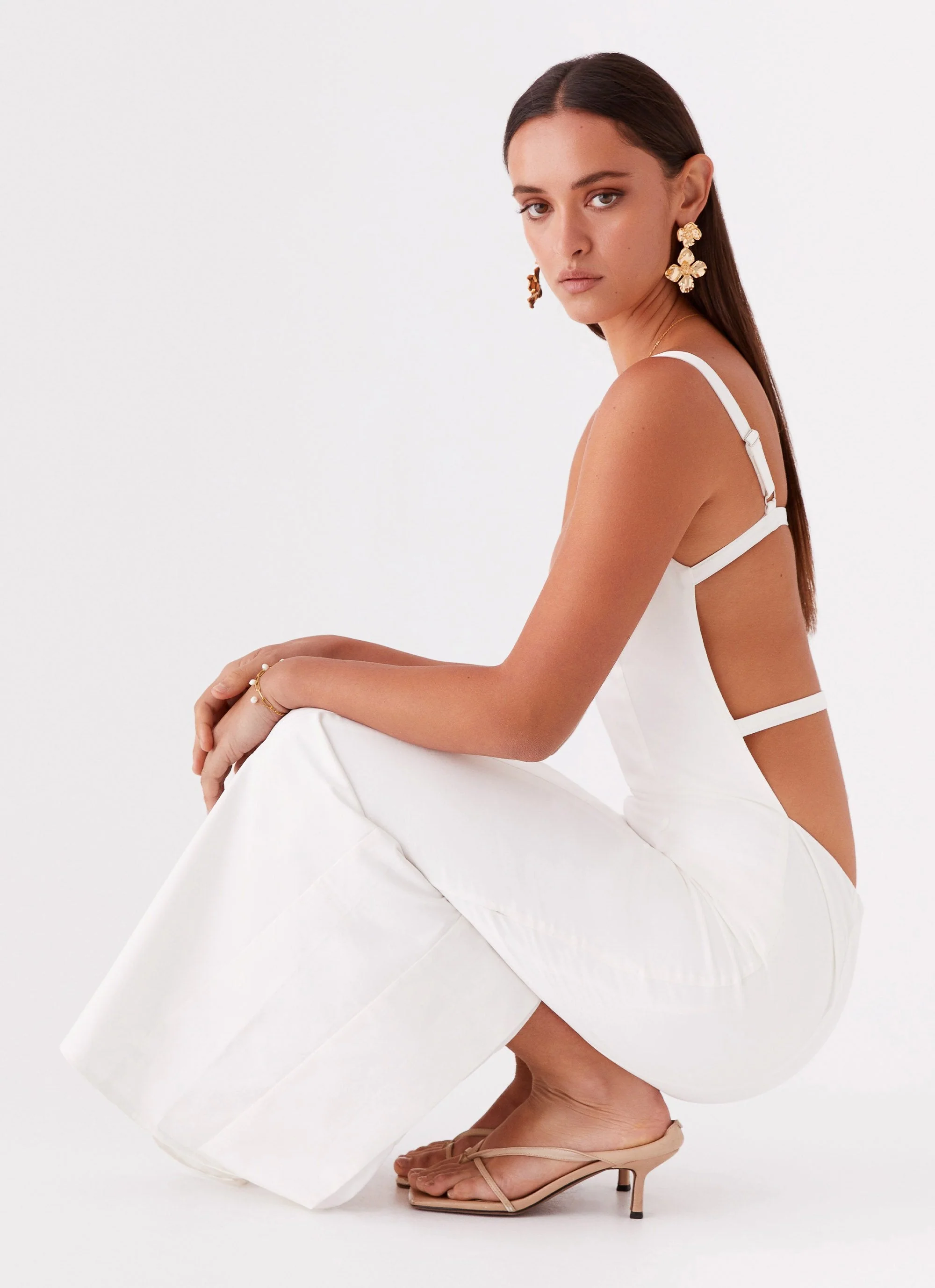 Naomi Backless Maxi Dress - Off White - Image 6