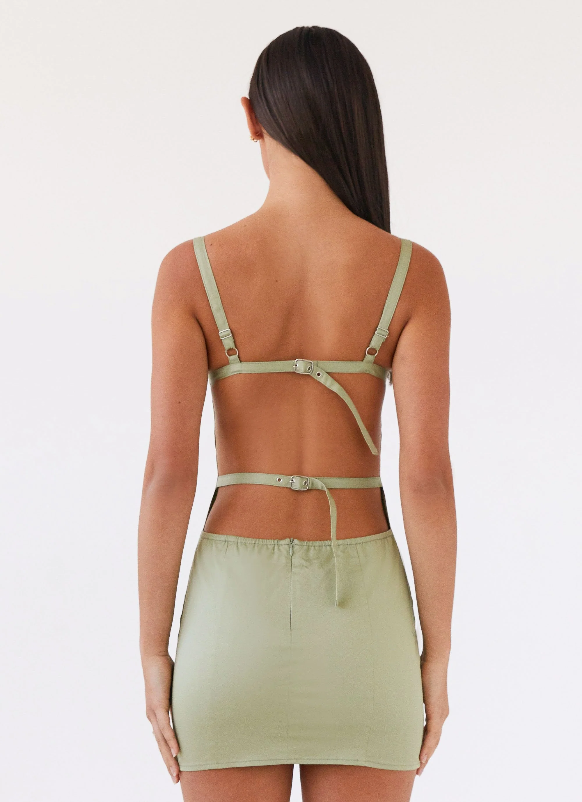 Naomi Backless Mini Dress - Sage - Image 4