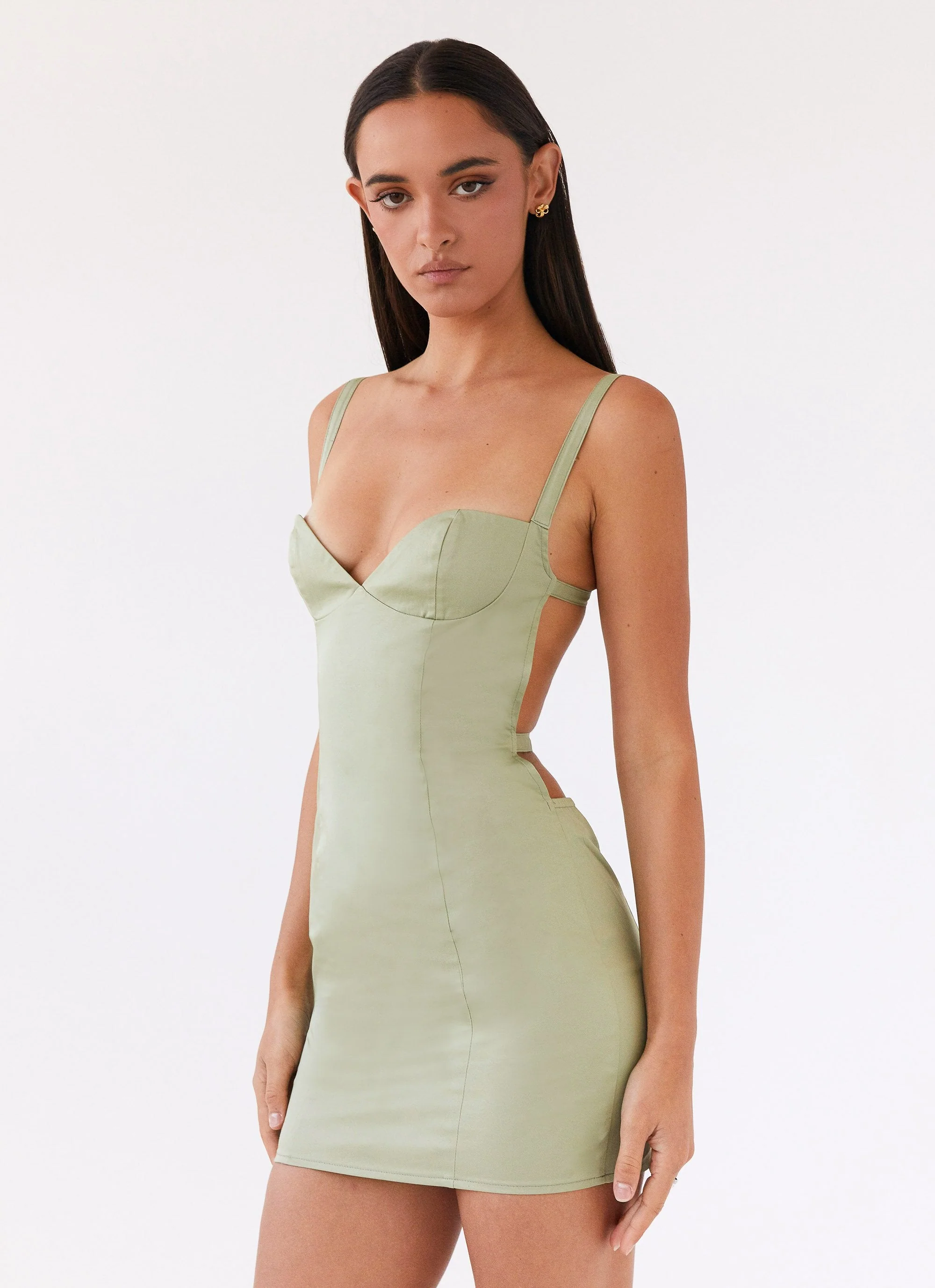 Naomi Backless Mini Dress - Sage - Image 5