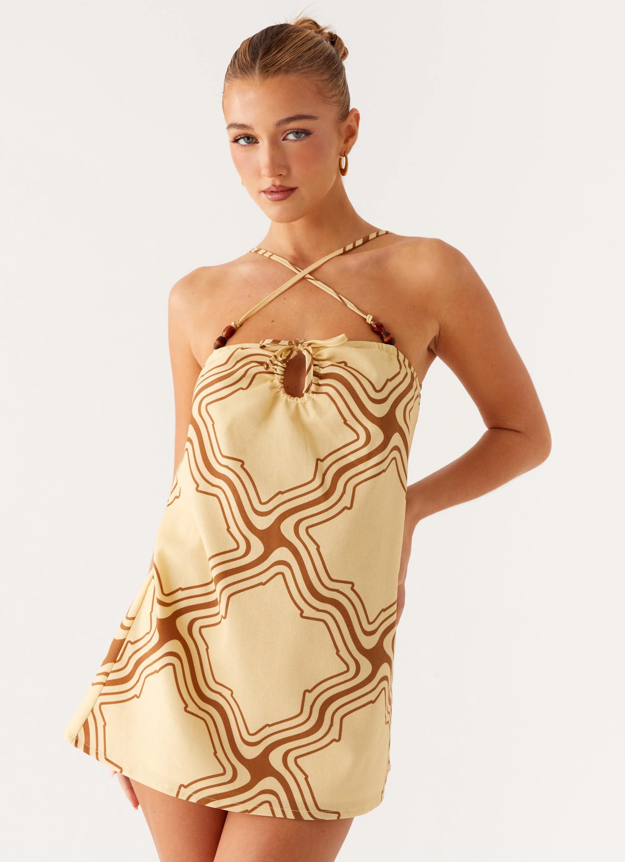 Naomi Criss Cross Mini Dress - Tidal Wave Print - Image 2