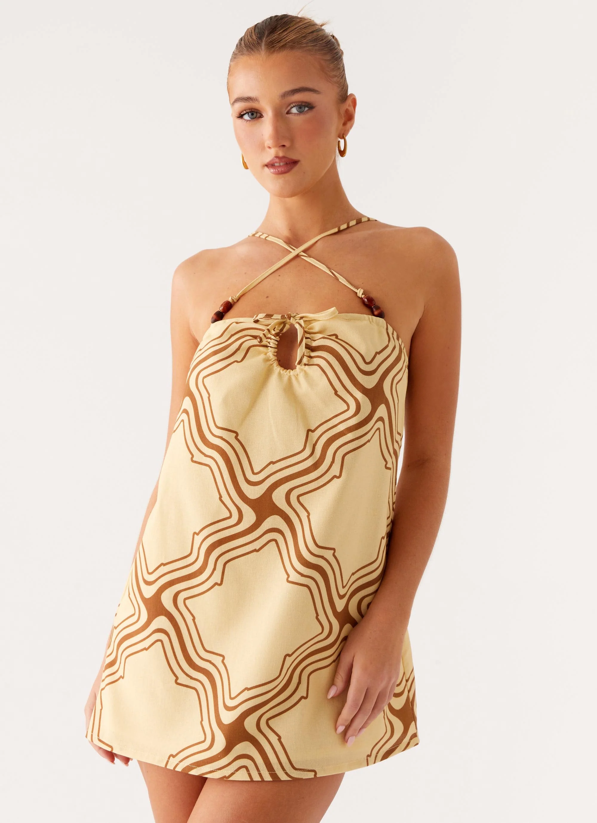 Naomi Criss Cross Mini Dress - Tidal Wave Print - Image 3