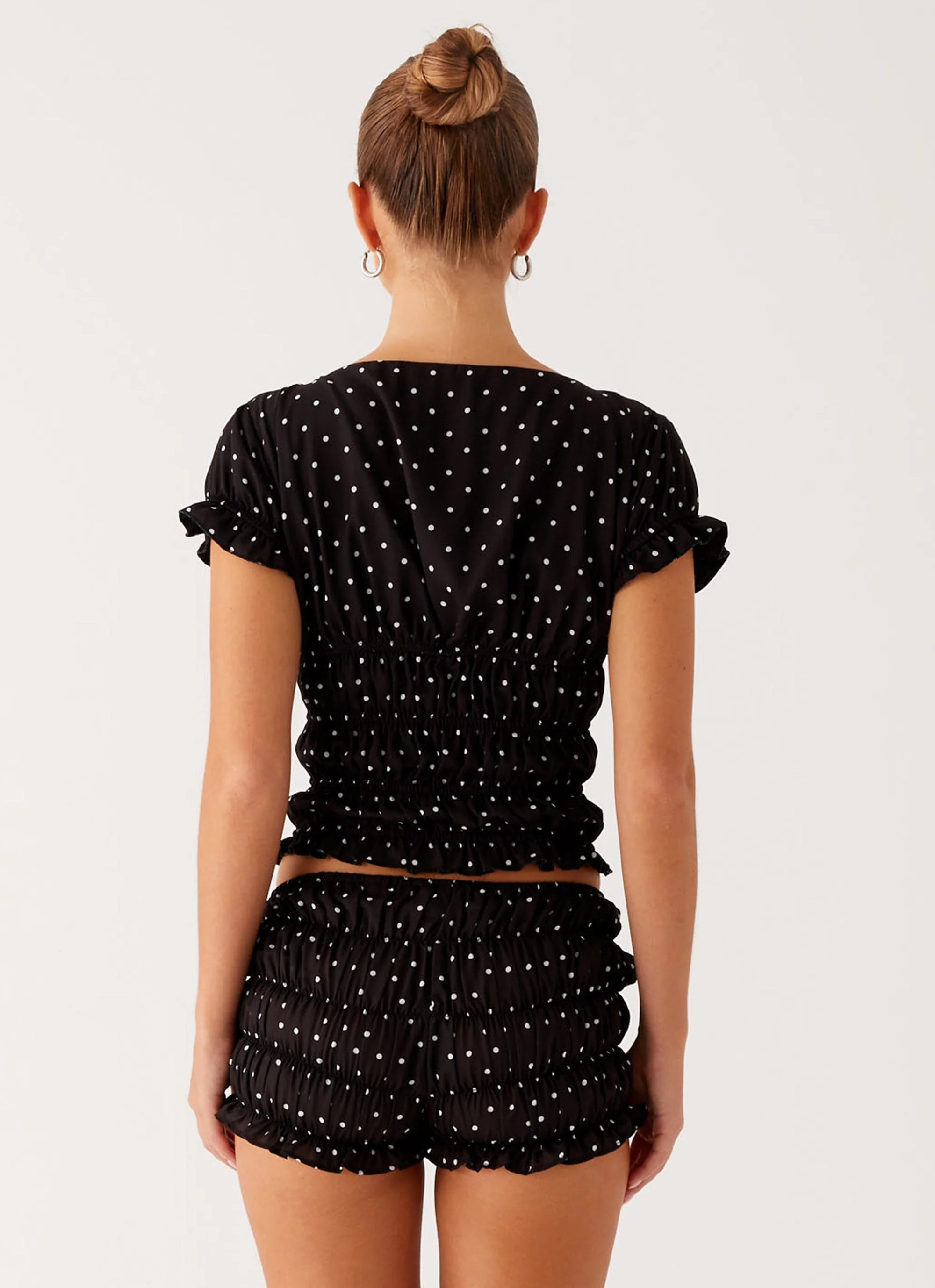 Natalia Ruched Top - Black Polka Dot - Image 2