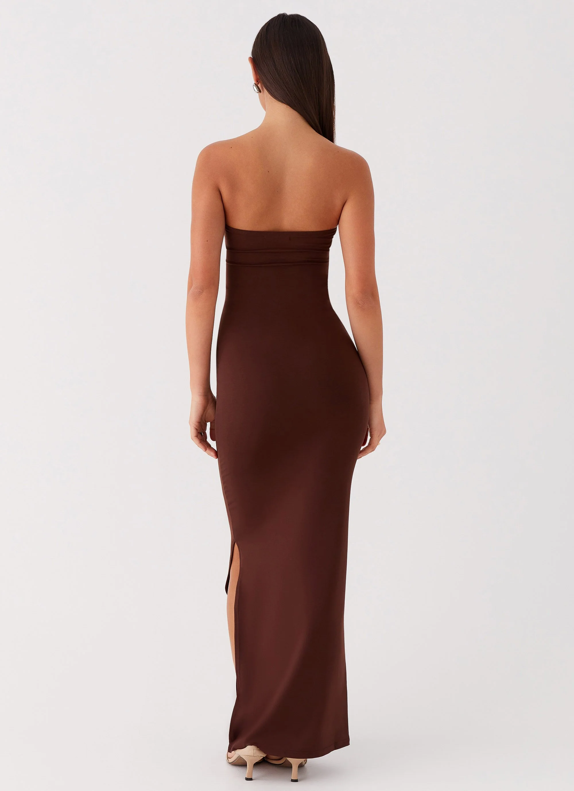 Natasha Strapless Maxi Dress - Chocolate - Image 7