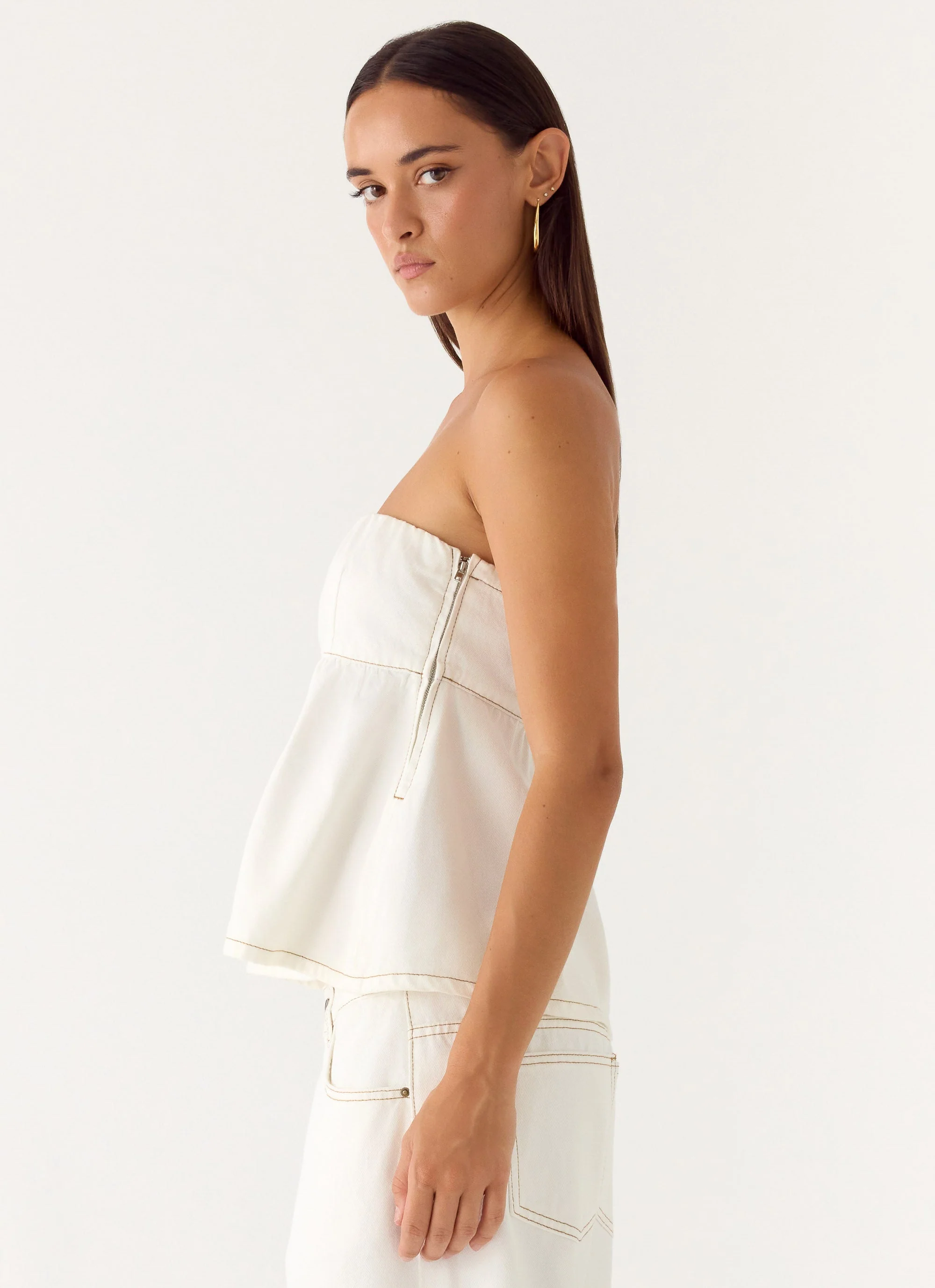 Nathan Denim Top - White - Image 2