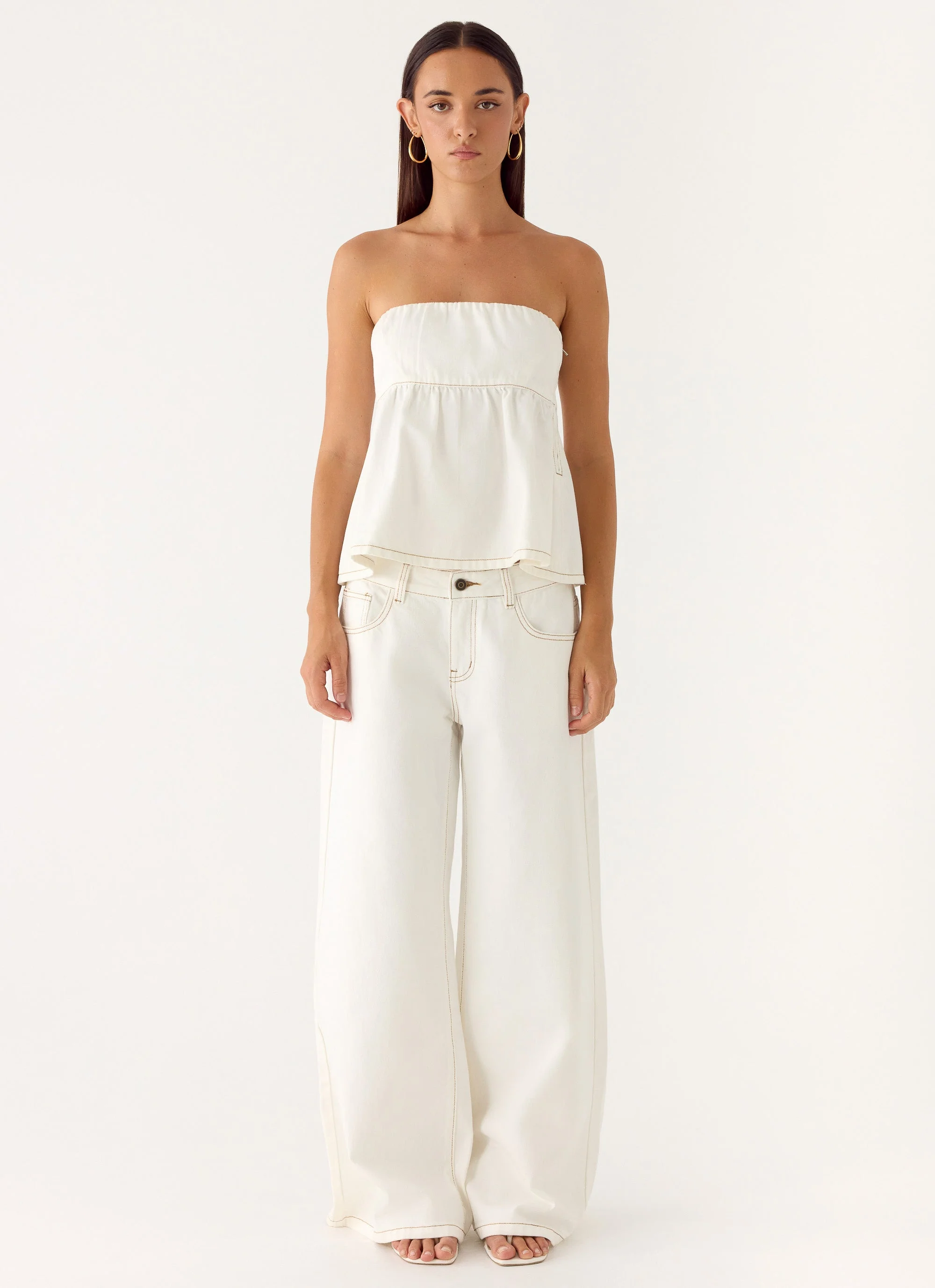 Nathan Denim Top - White - Image 4