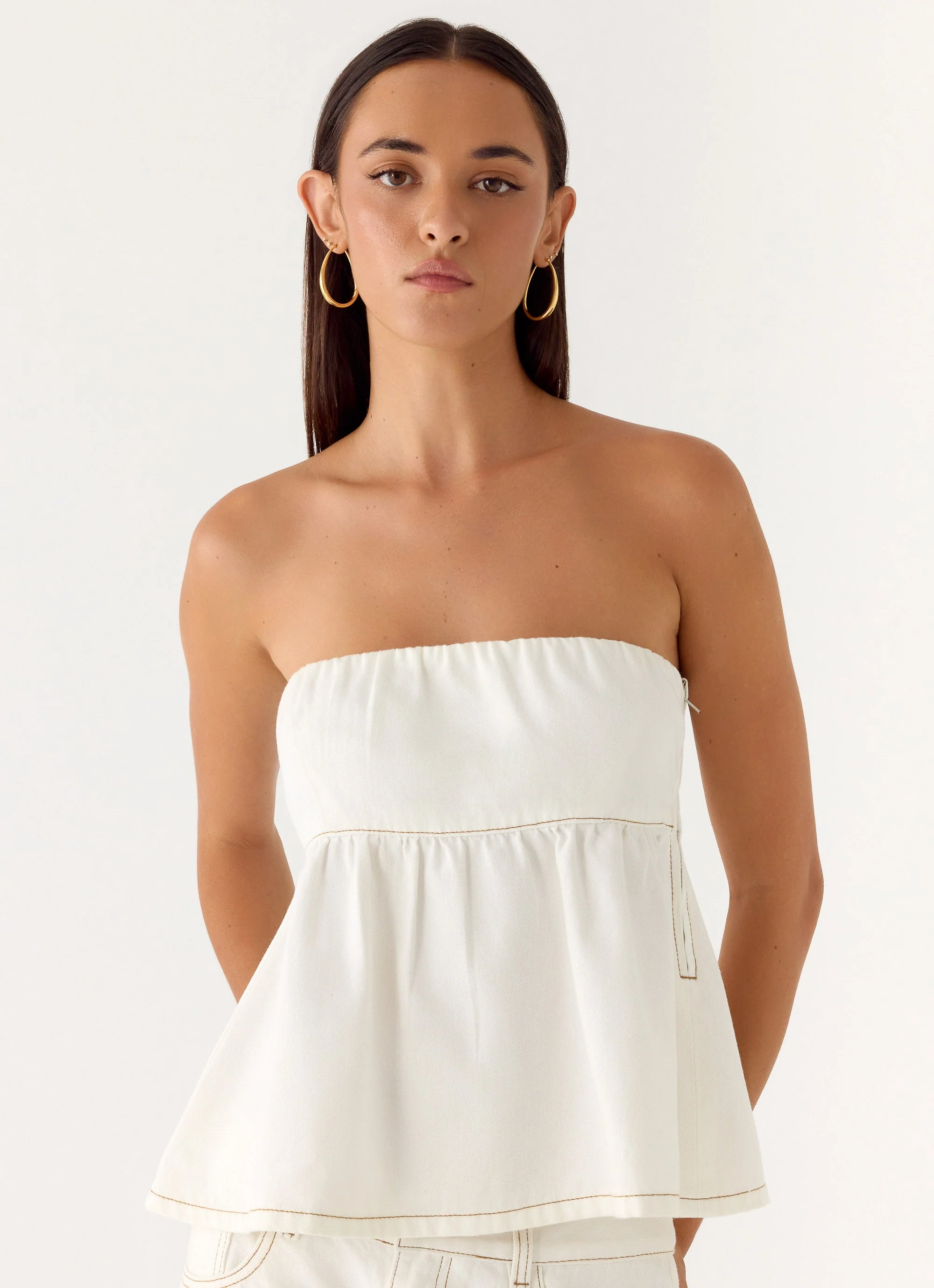 Nathan Denim Top - White - Image 5