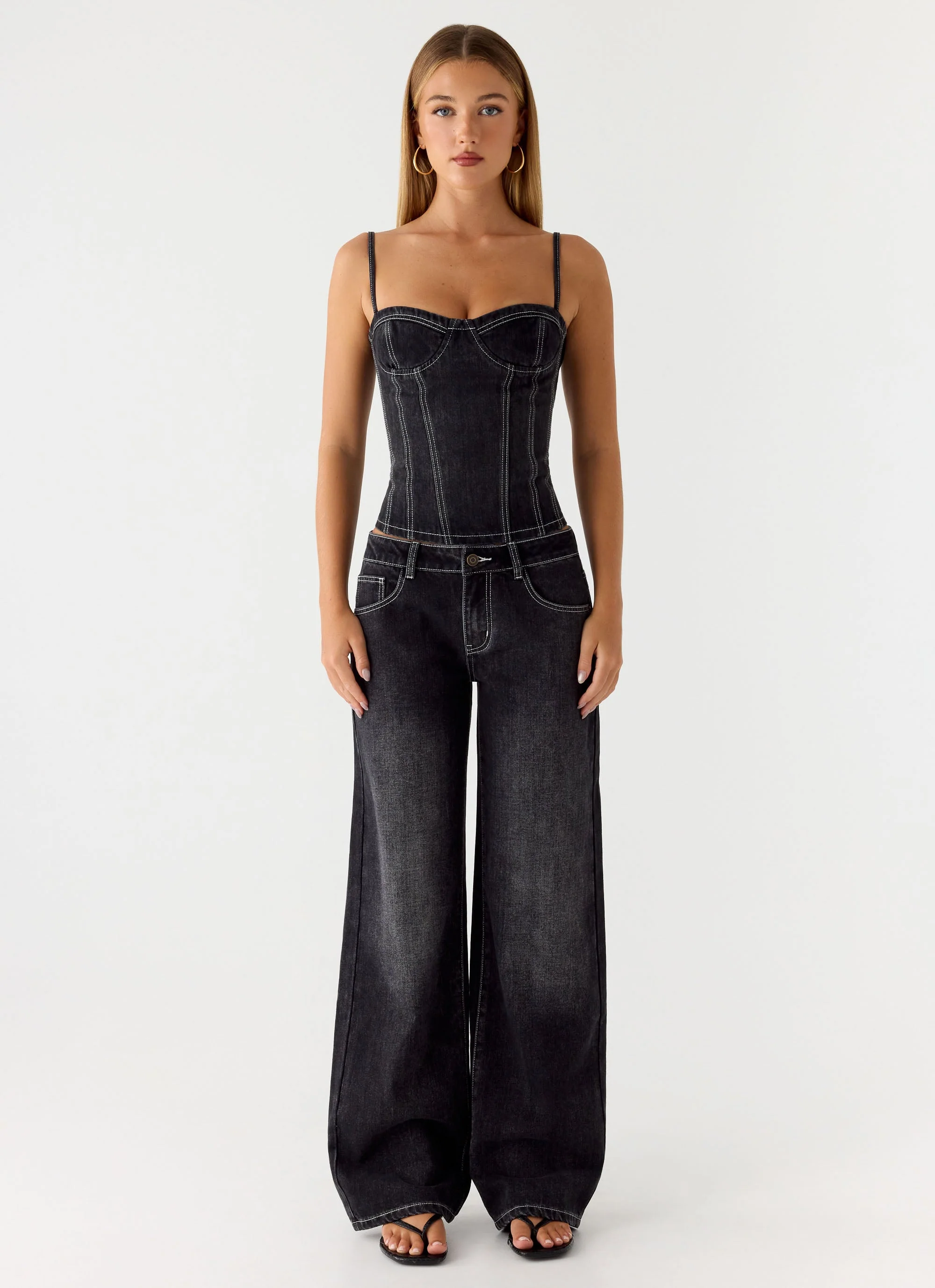 Nathan Super Low Rise Denim Jeans - Washed Black - Image 5