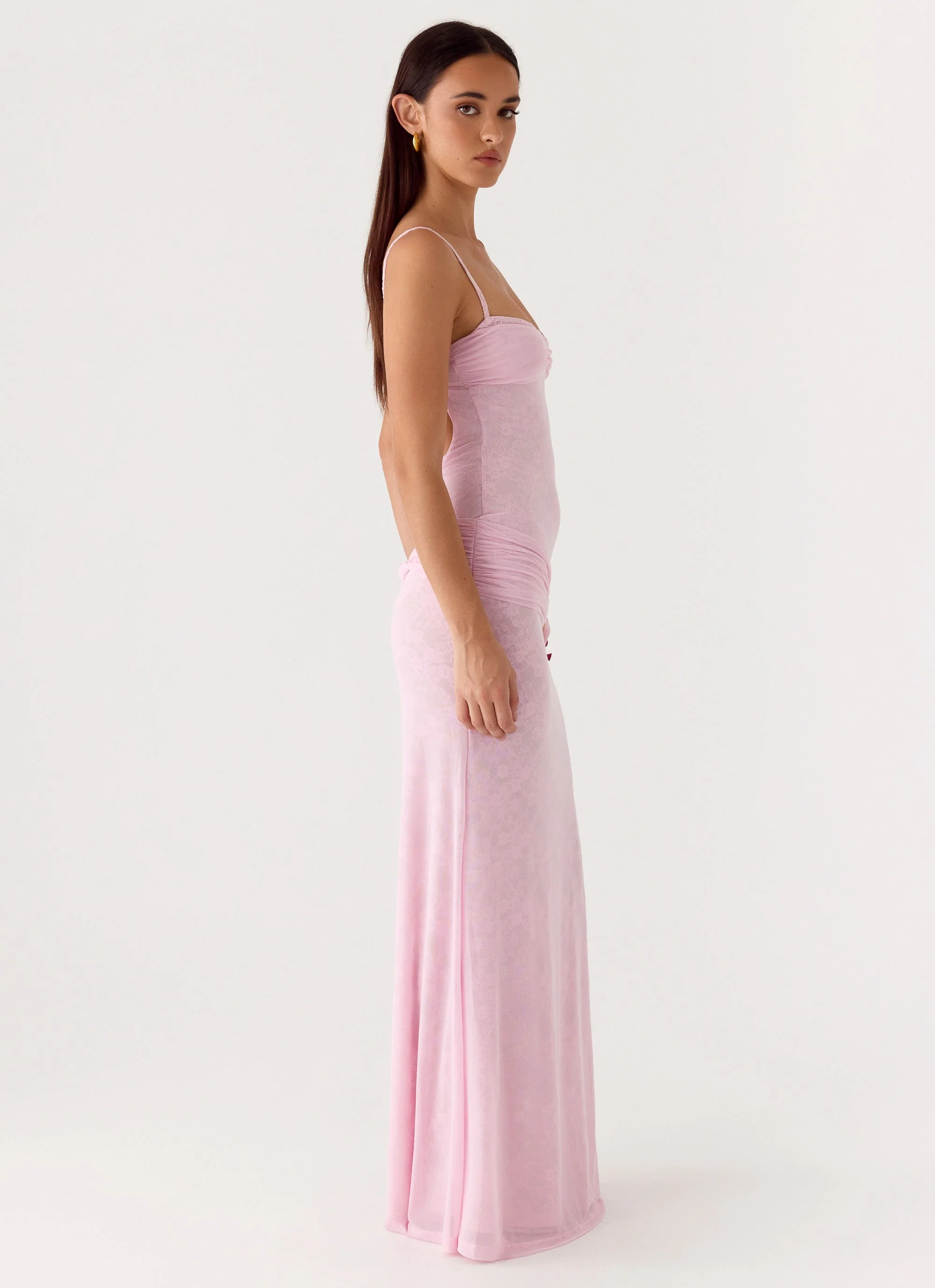 Natty Lace Mesh Maxi Dress - Petal Pink - Image 2