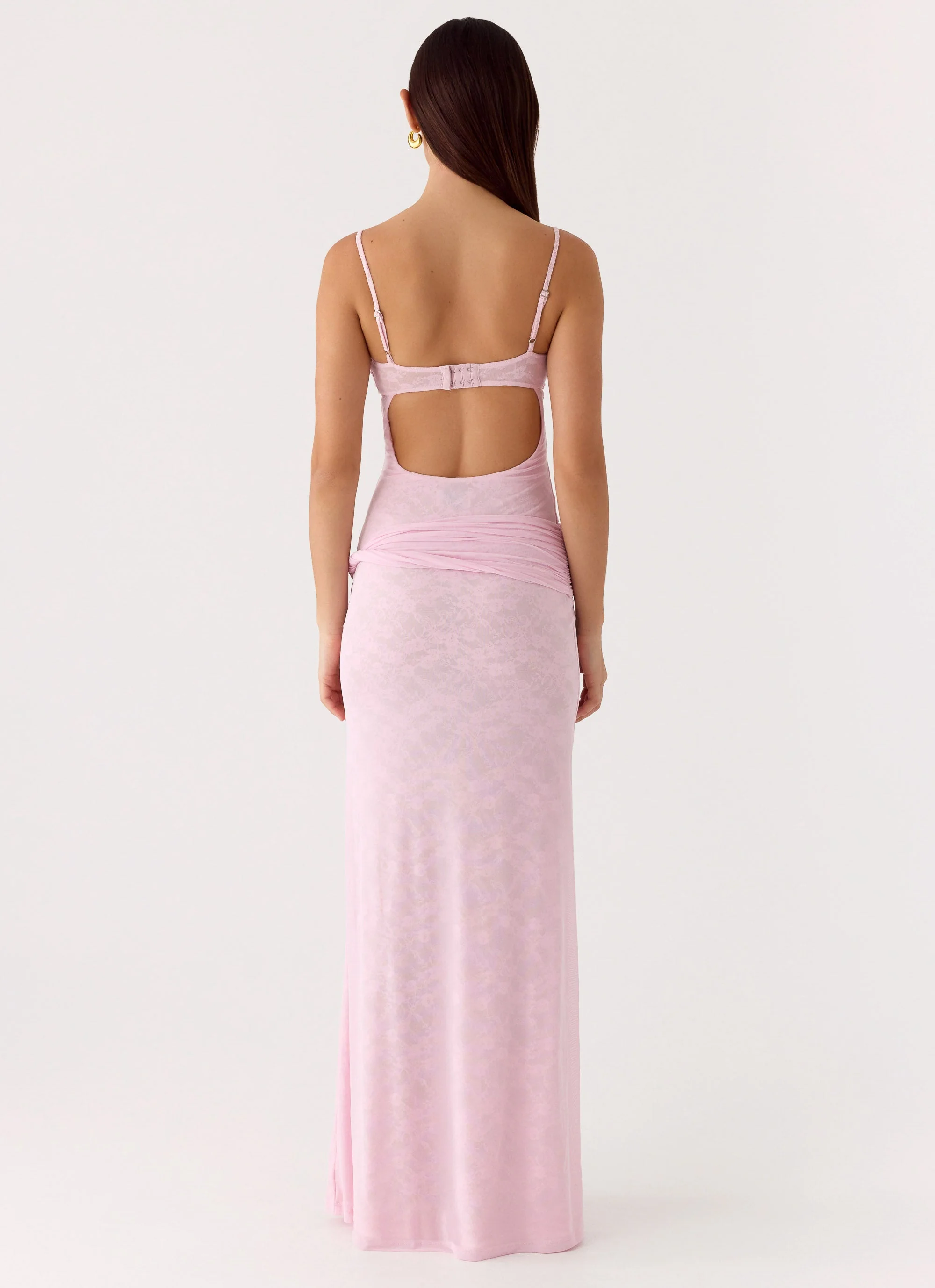 Natty Lace Mesh Maxi Dress - Petal Pink - Image 3
