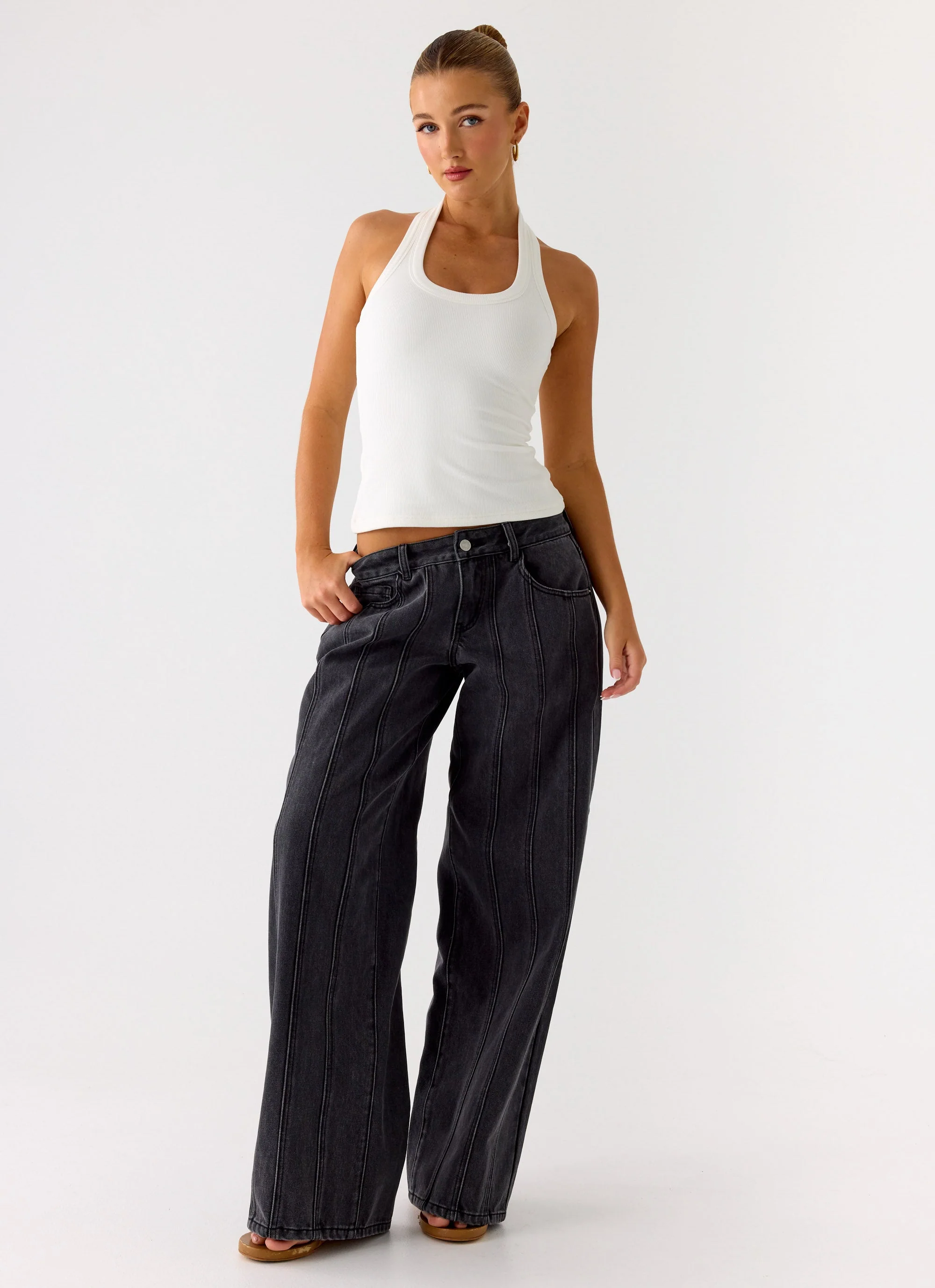 Nauton Ribbed Halter Top - White - Image 5